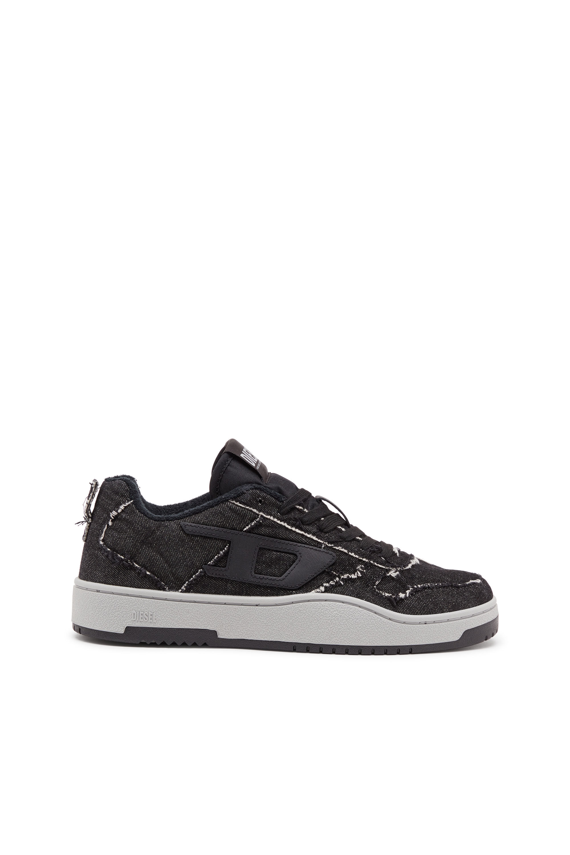 Men's S-Ukiyo Low-Low-top sneakers in frayed denim | Black | Diesel