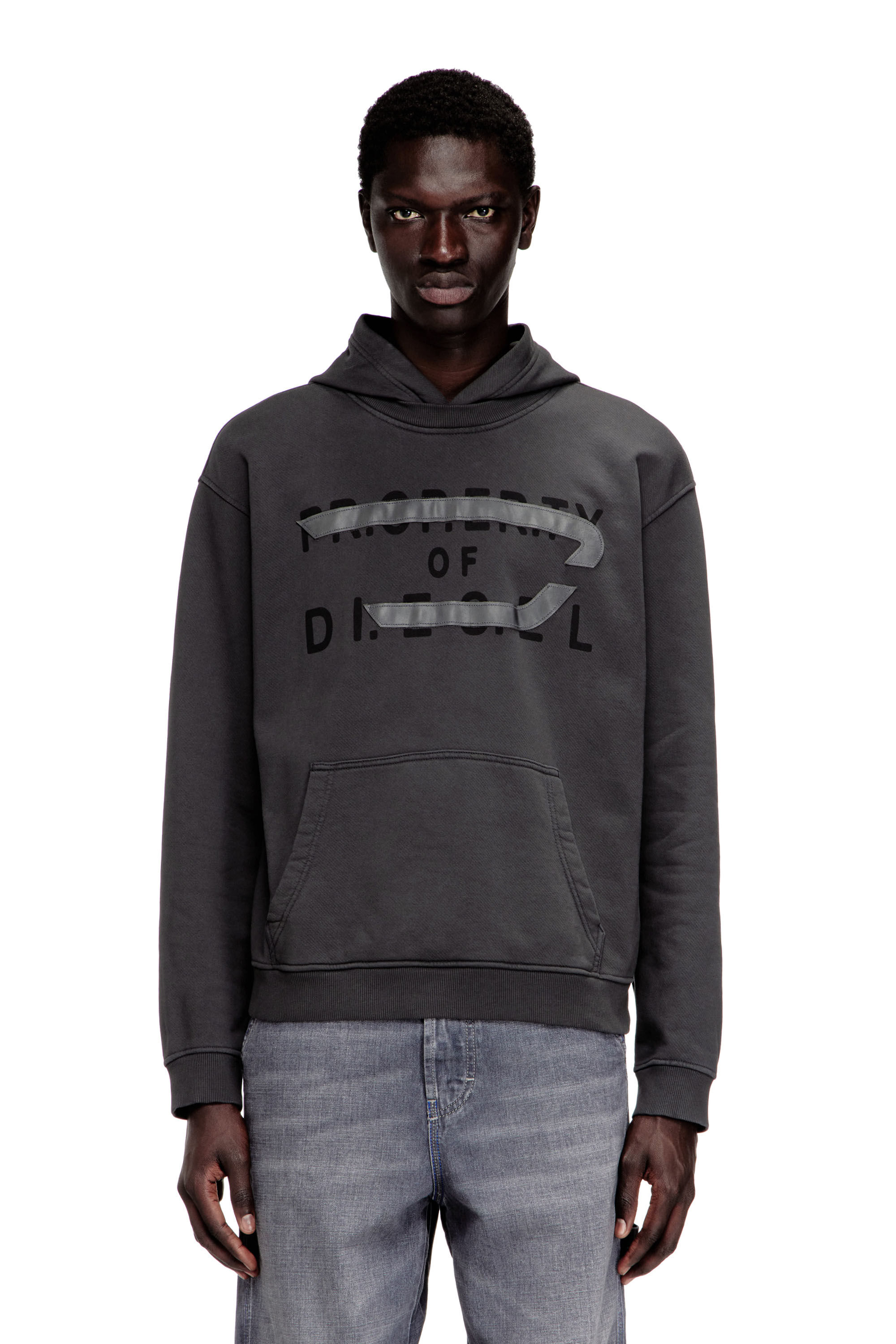 Diesel - S-NORMAN-HOOD, Man's Cotton hoodie with D appliqu&eacute; in null - 3
