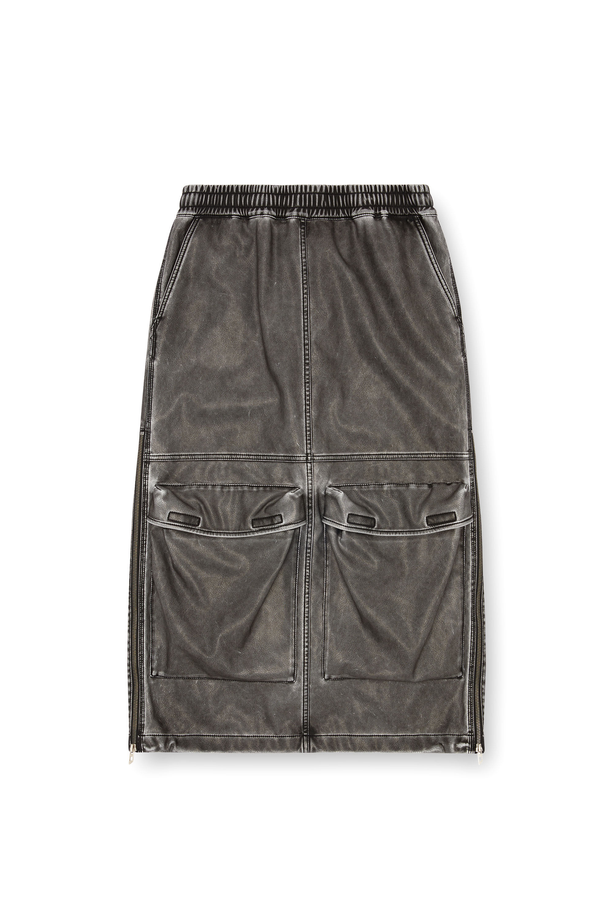 Diesel - O-DYSSEY-P1, Woman Long skirt in washed tech fabric in Grey - Image 2