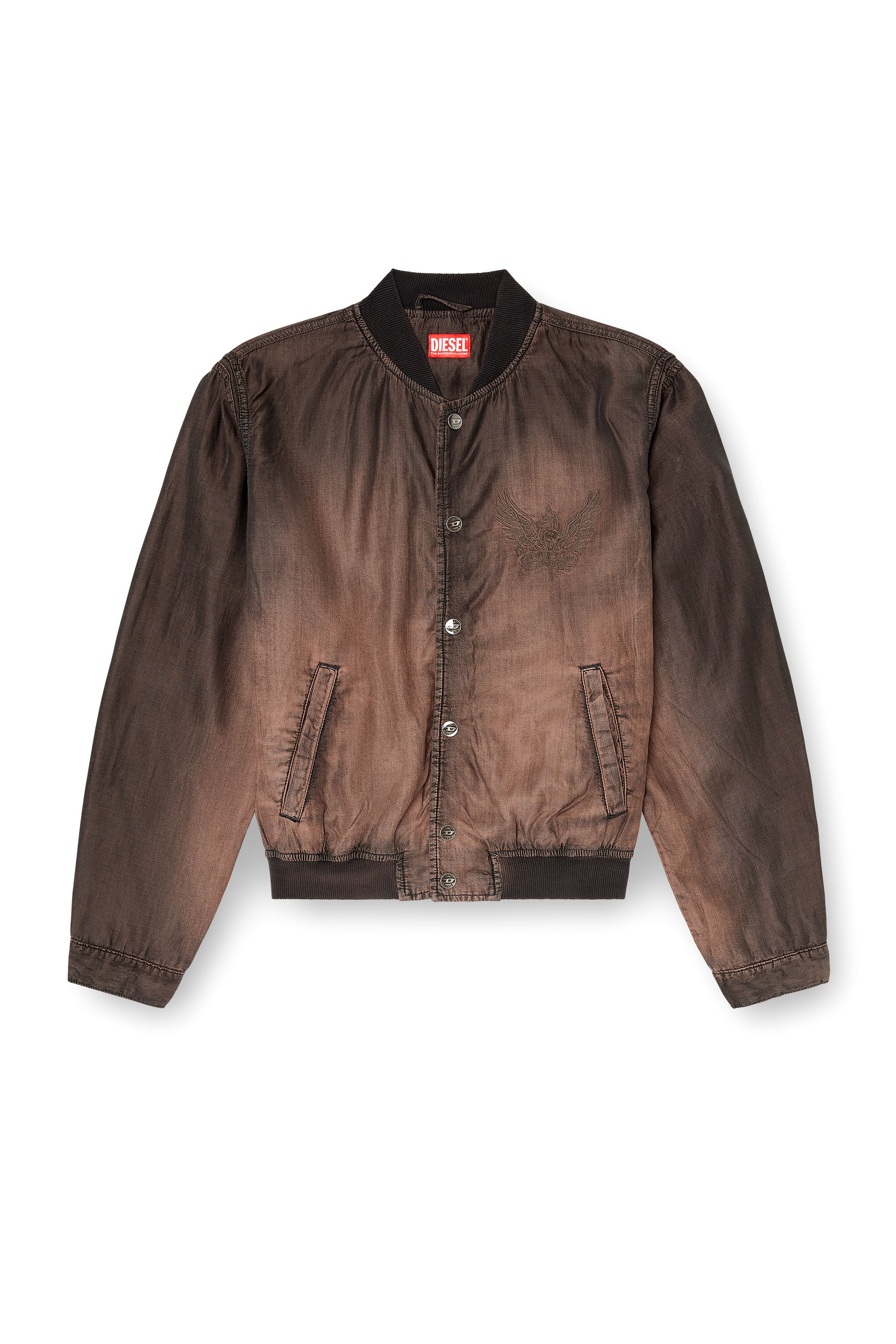 Diesel - D-BELMOR-S, Man's Bomber jacket in fluid coated denim in Brown - 2