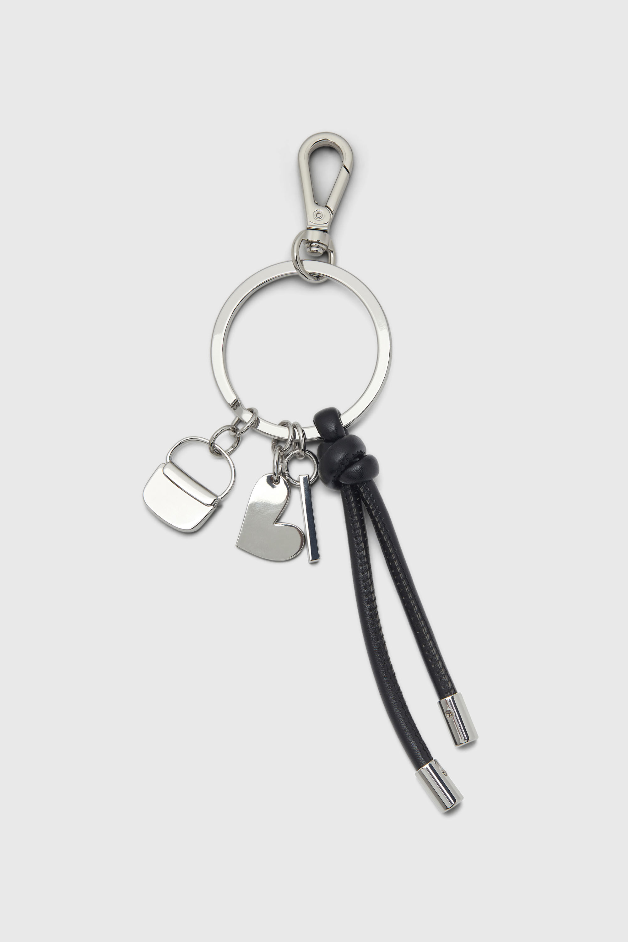 Diesel - MULTI III, Woman's Keyring charm with heart and bag pendants in Silver/Black - 2