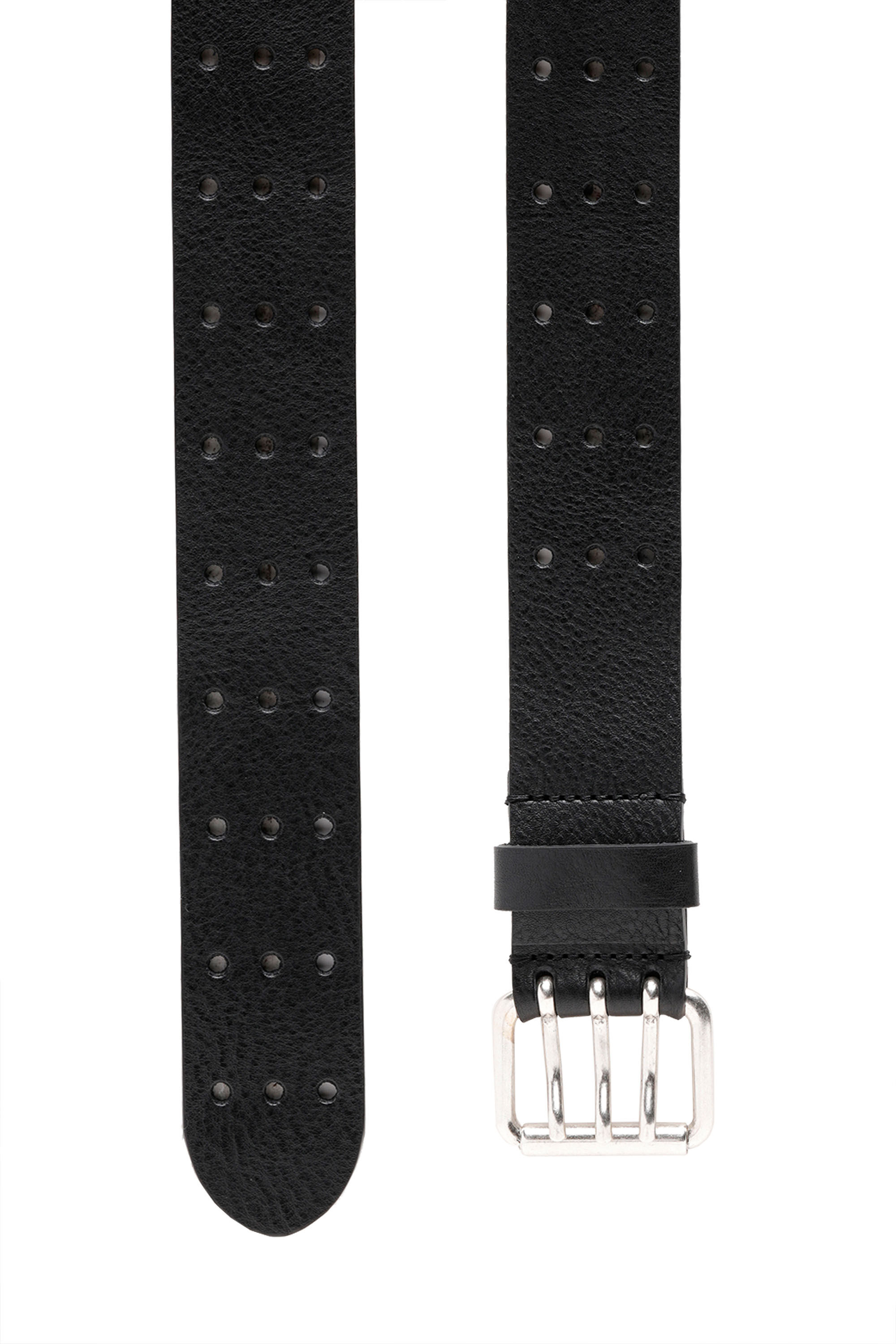Men s Leather belt with triple prong buckle Diesel B MILI