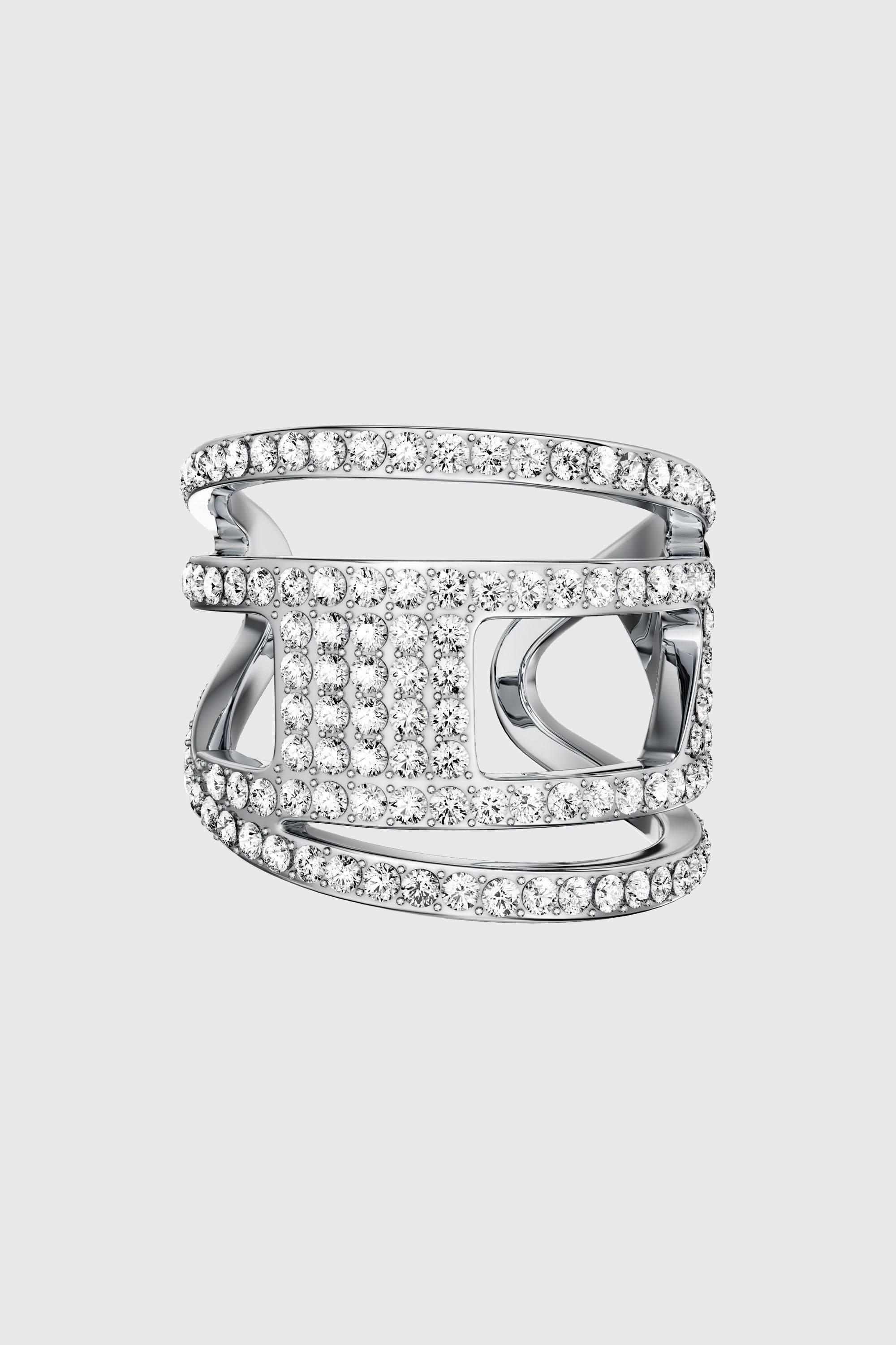 Diesel - DX1705040 JEWELLERY, Unisex's Stainless steel glitz D band ring in Silver - 4