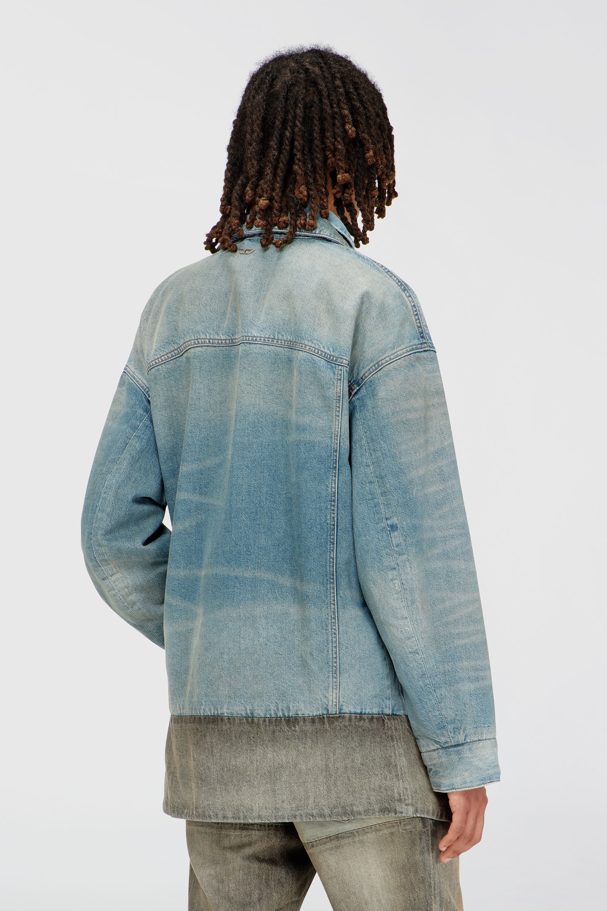 Diesel - D-ARI-S, Man's Denim jacket with contrast hem in Grey/Blue - 4