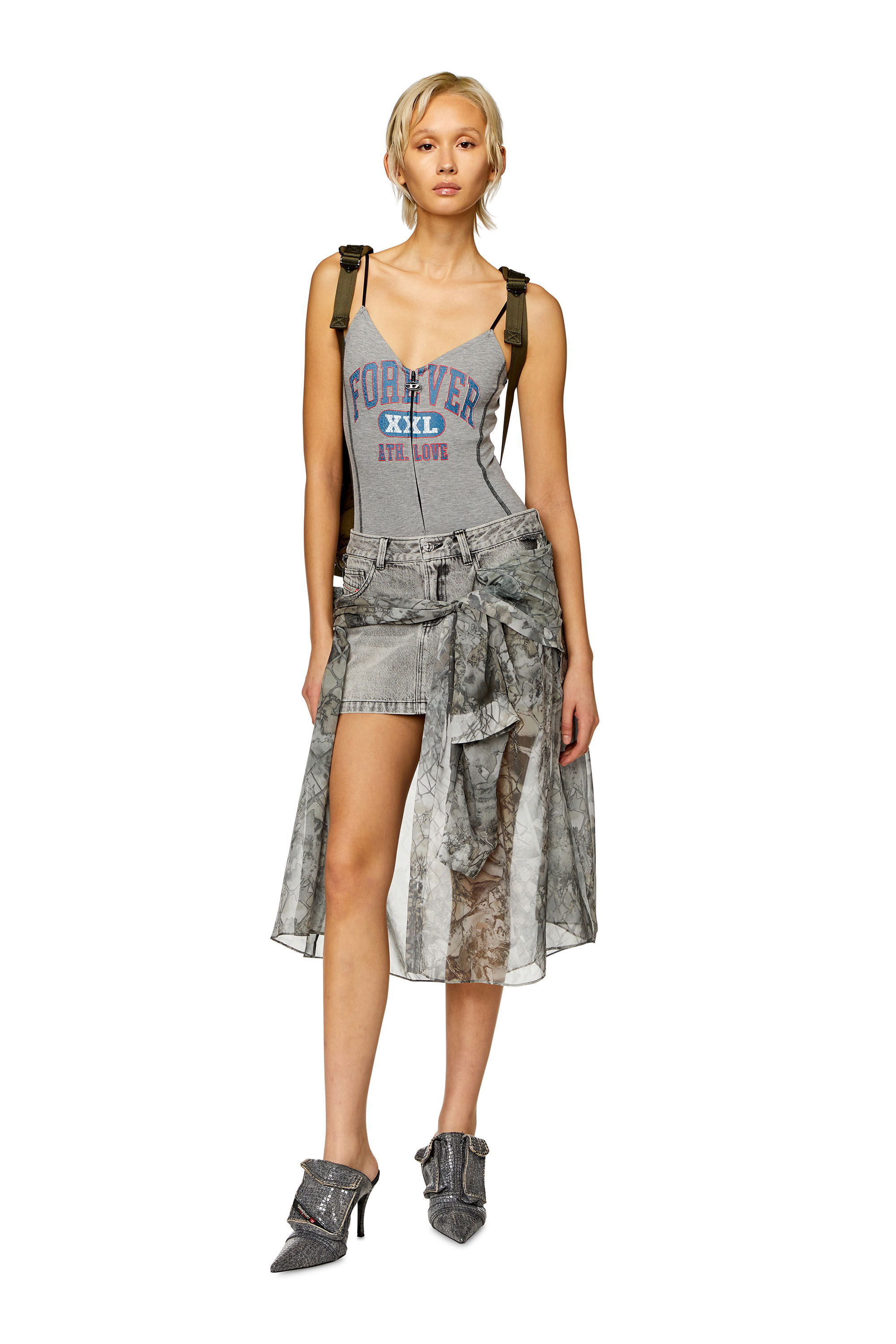 Diesel denim shirt cheap dress with skirt overlay
