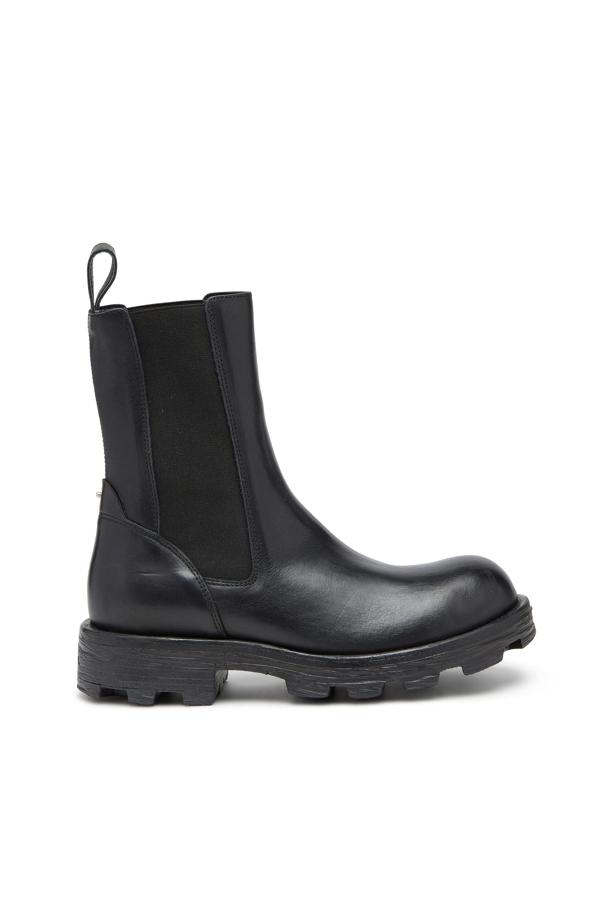 Women s D Hammer Leather boots with lug sole Black Diesel