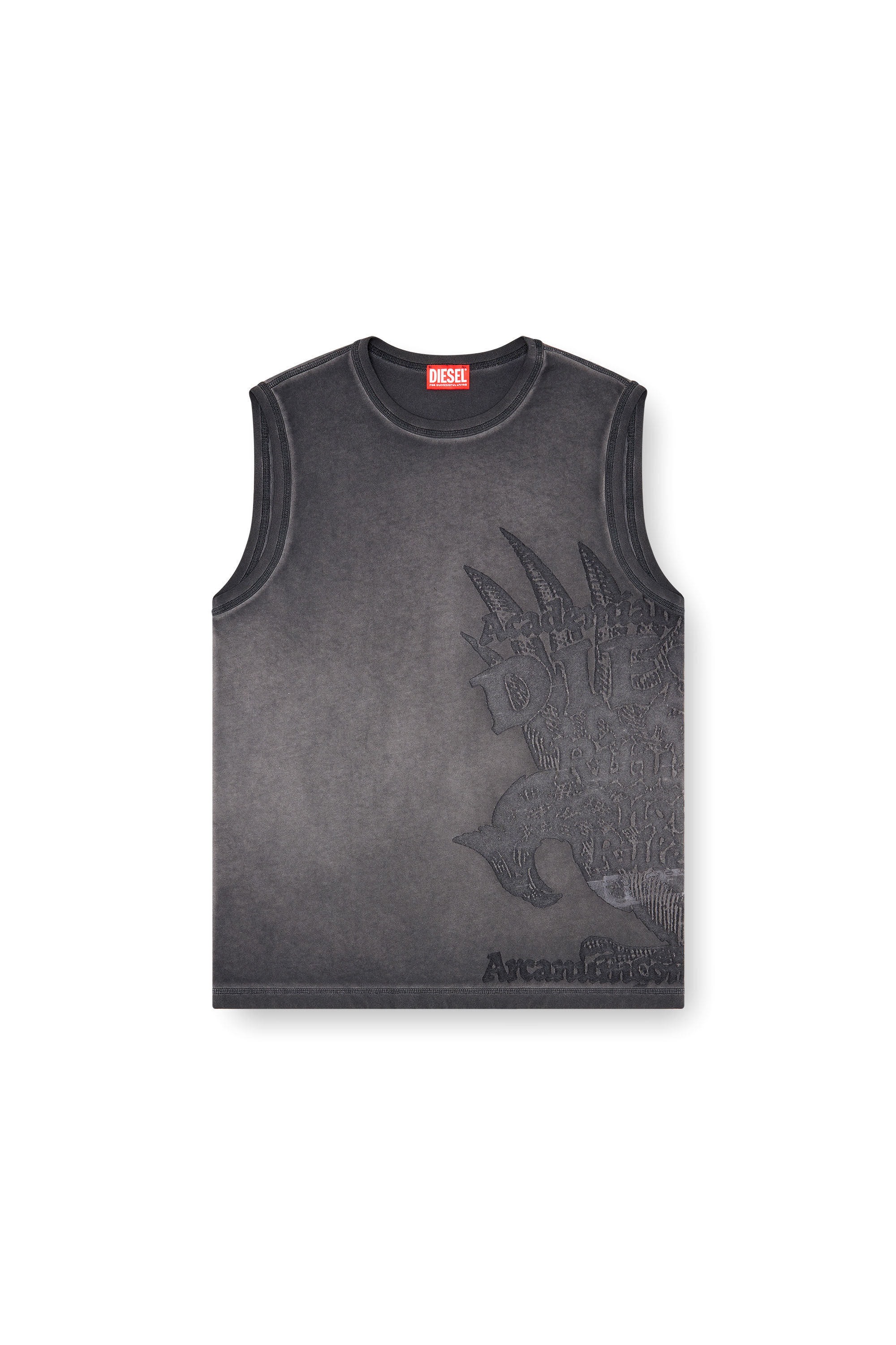 Men's Sleeveless jersey top with embossed graphics | Grey | Diesel GB