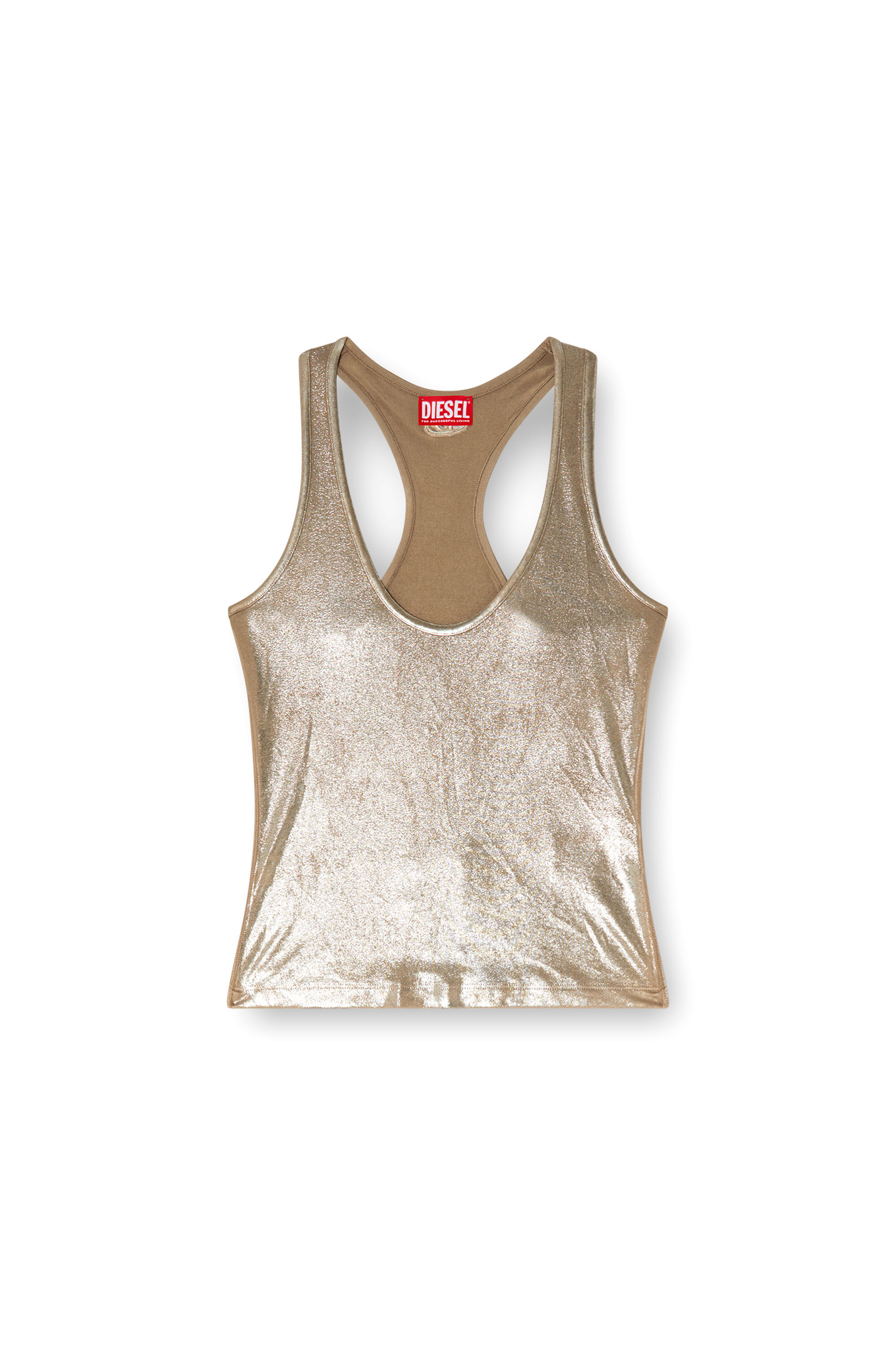Diesel - T-AMA, Woman's Metallic tank top in Beige - 2