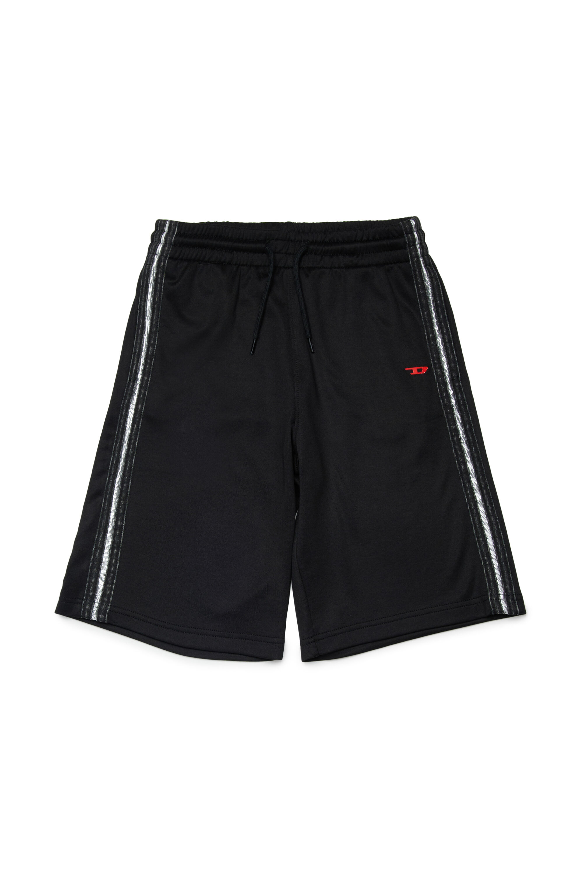 Diesel - PACARON SHORT, Man's Sweat shorts with side bands in Black - 1