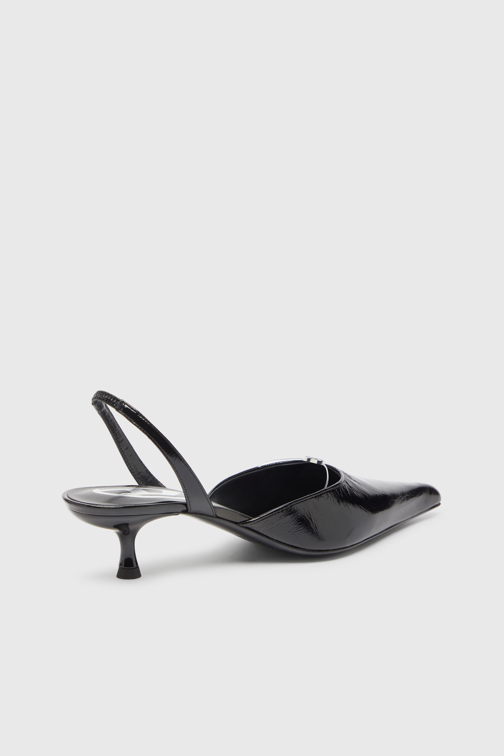 Diesel - D-JEWELS 40 D'OR, Woman's D-Jewels - Leather slingbacks with Oval D jewel in Black - 6