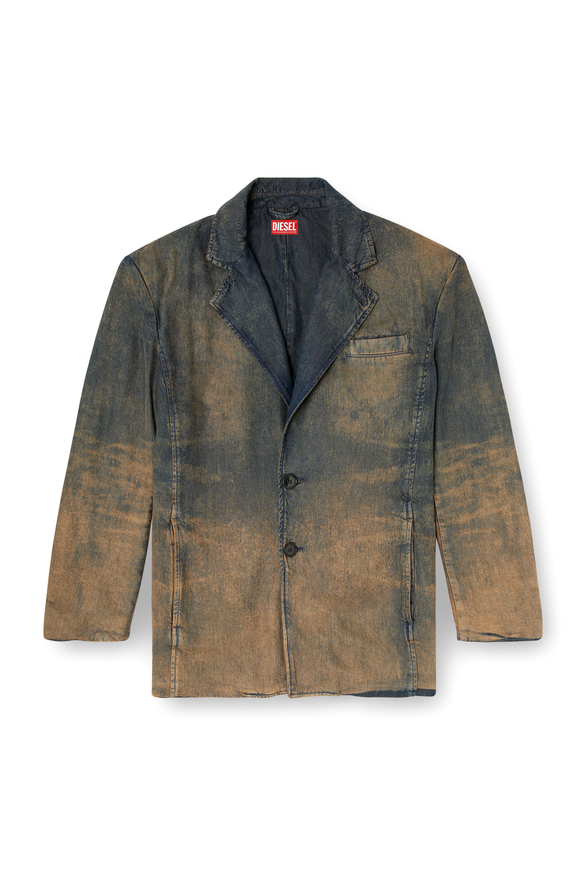 Diesel - D-REG-S, Unisex's Blazer in fluid shaded denim in Dark Blue - 2