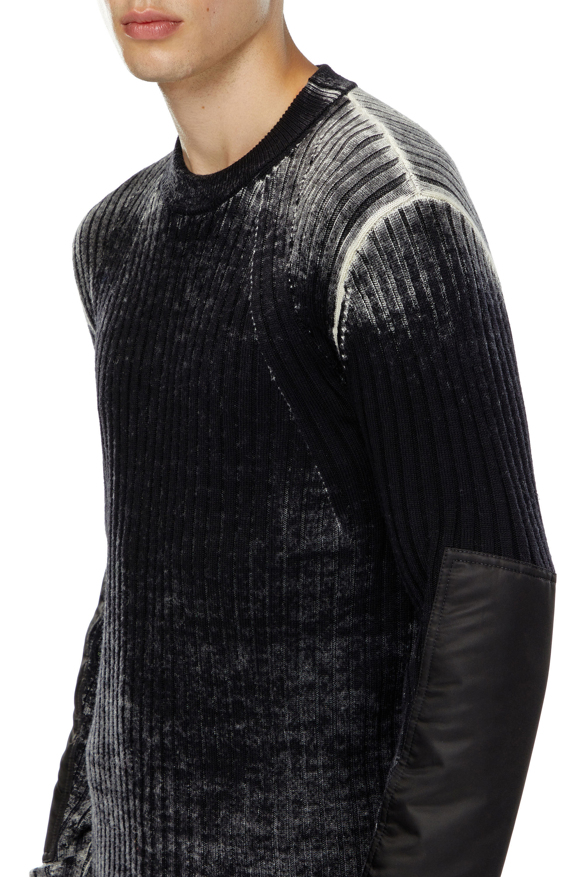 Men s Wool jumper with elbow patches Black Diesel