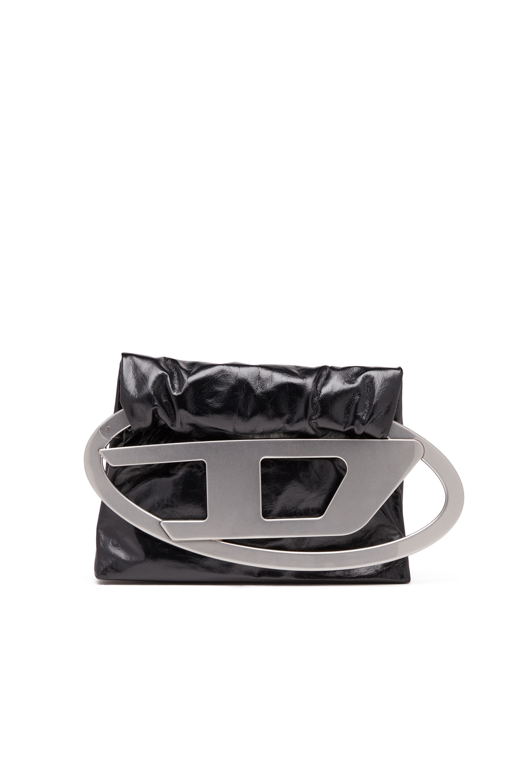 Women s Big D Clutch bag in crinkled leather Black Diesel