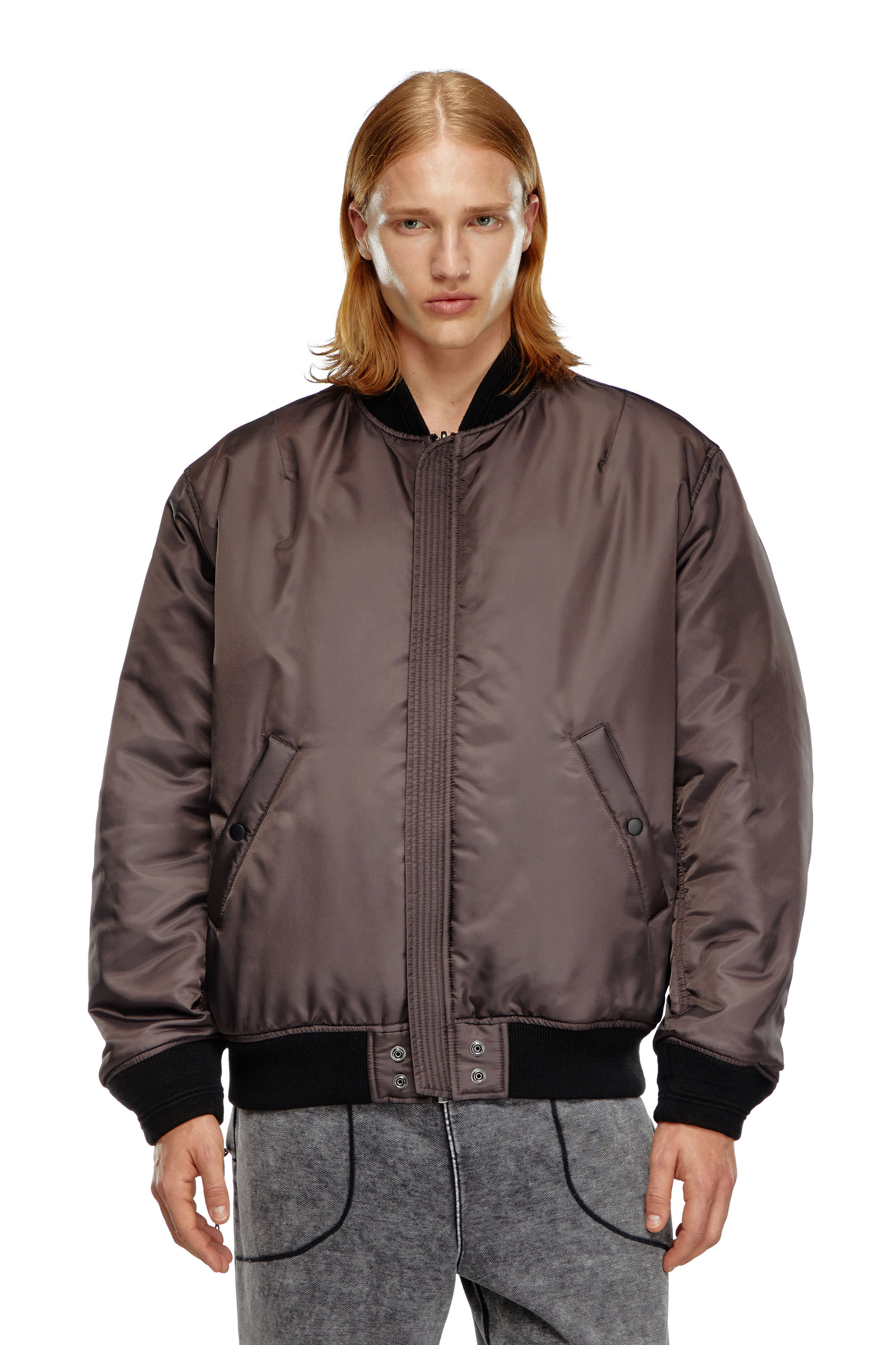 Men s Bomber in padded nylon with Oval D Black Diesel