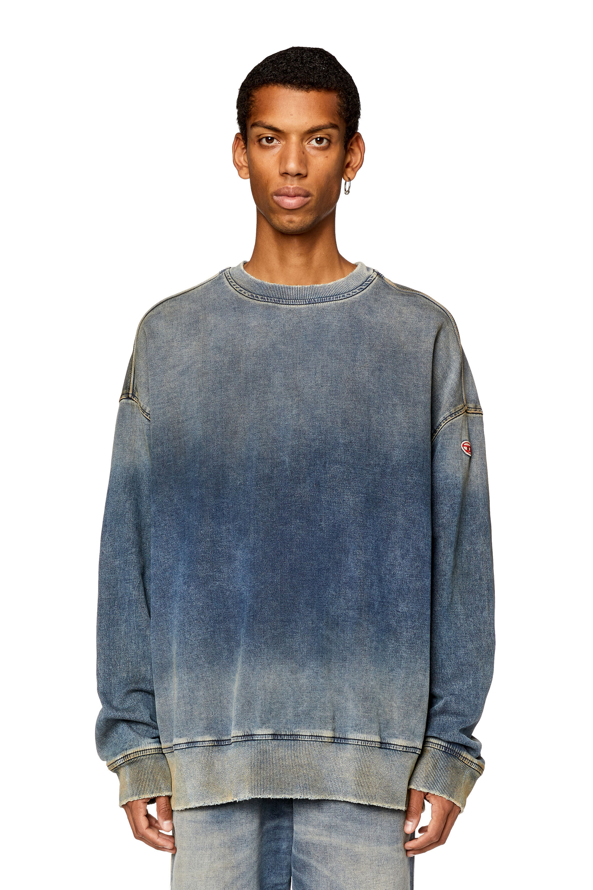 Men's Sweatshirt in vintage-look Track Denim | D-KRIB-NE Diesel