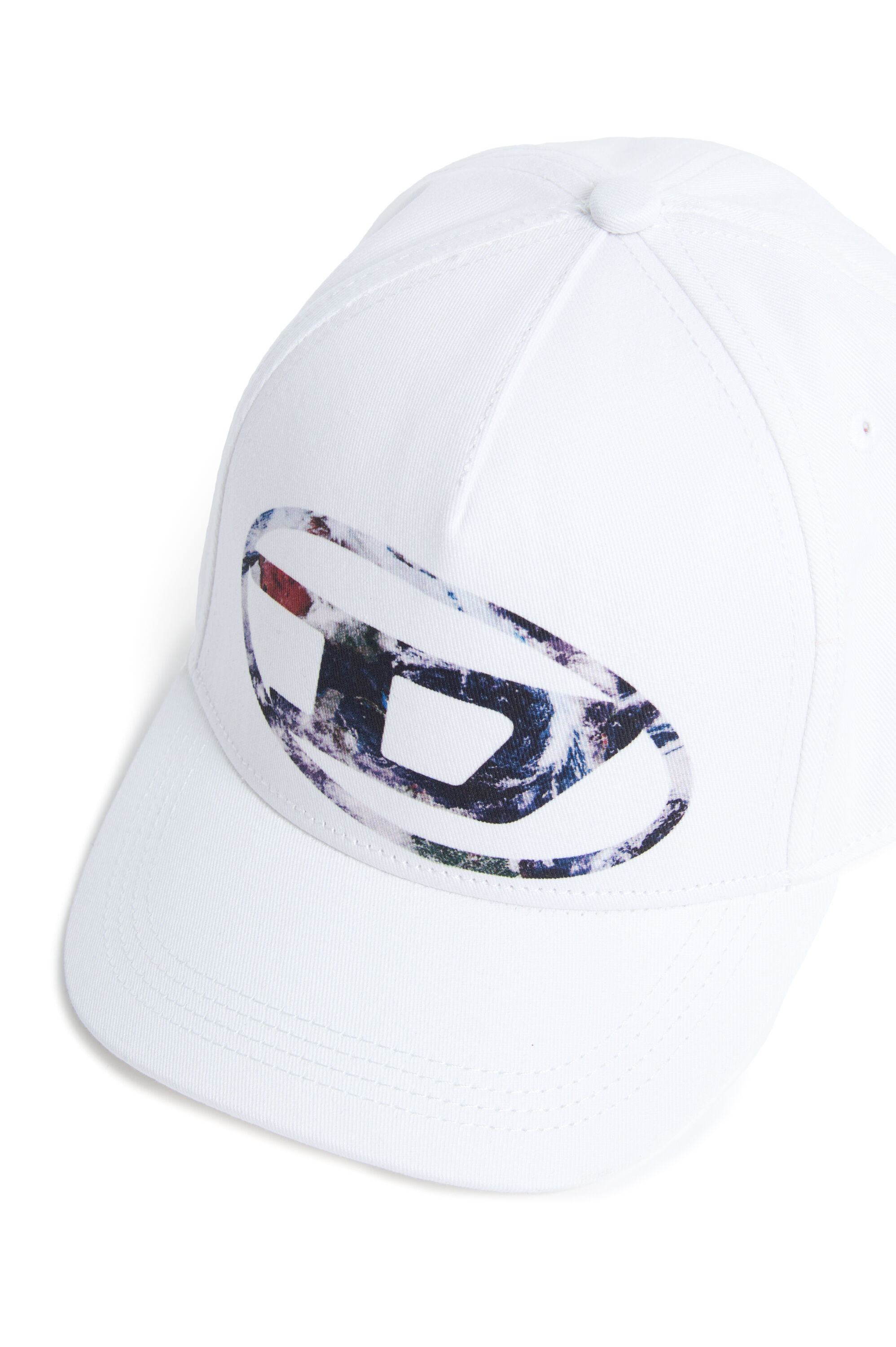 Diesel - FZERIL, Unisex's Baseball cap with Earth-print Oval D logo in White - 3