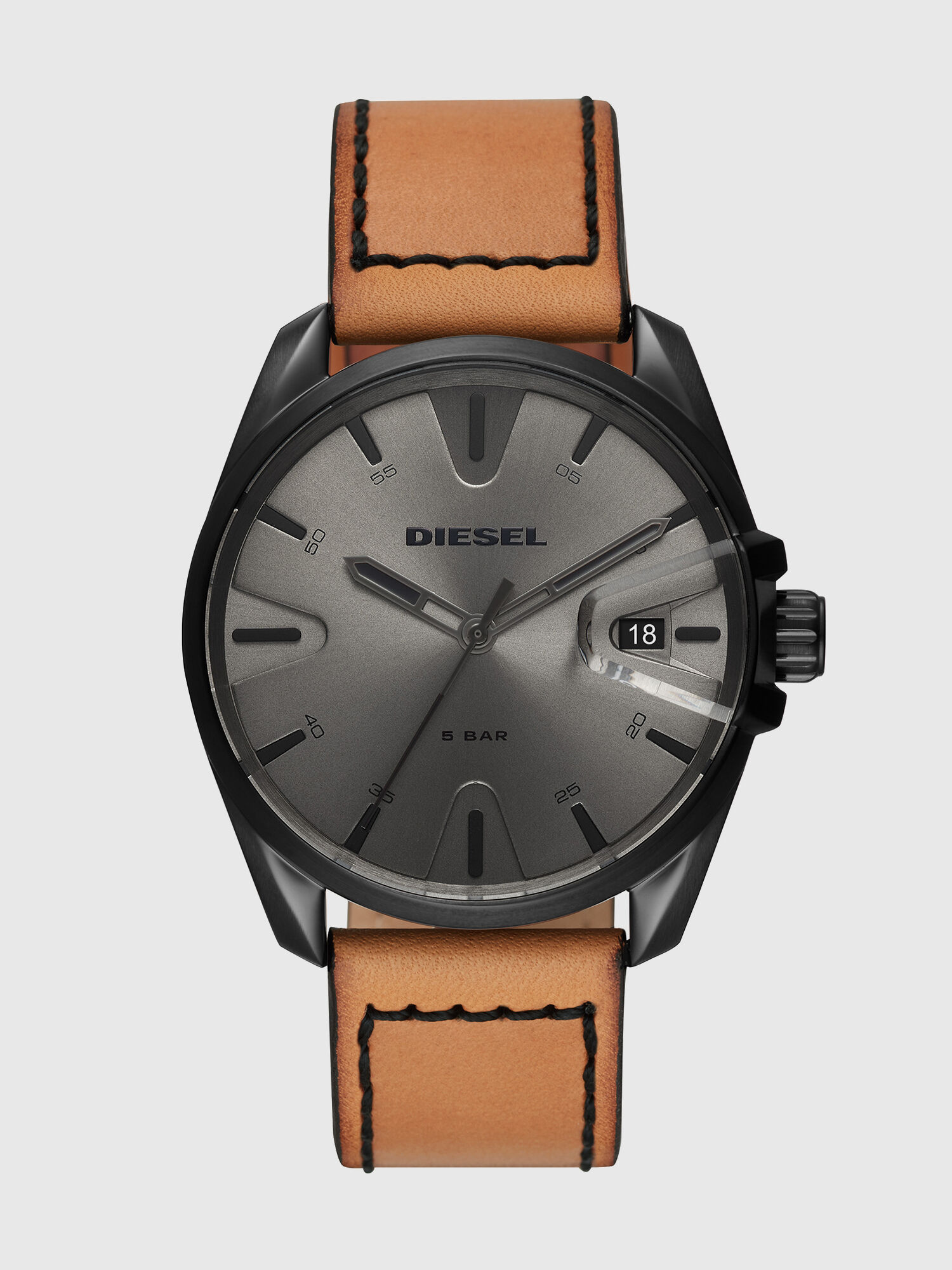 Diesel - DZ1863, Man's Brown leather watch with gray dial, 44 mm in Brown - 1