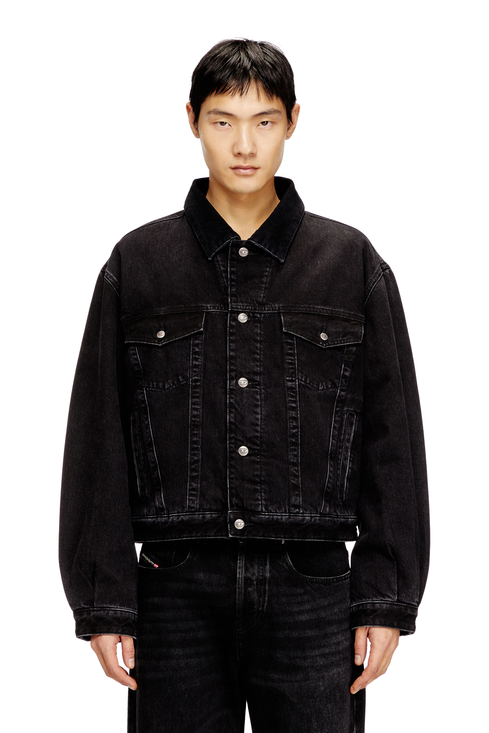 Women's Padded trucker jacket in denim | Black | Diesel