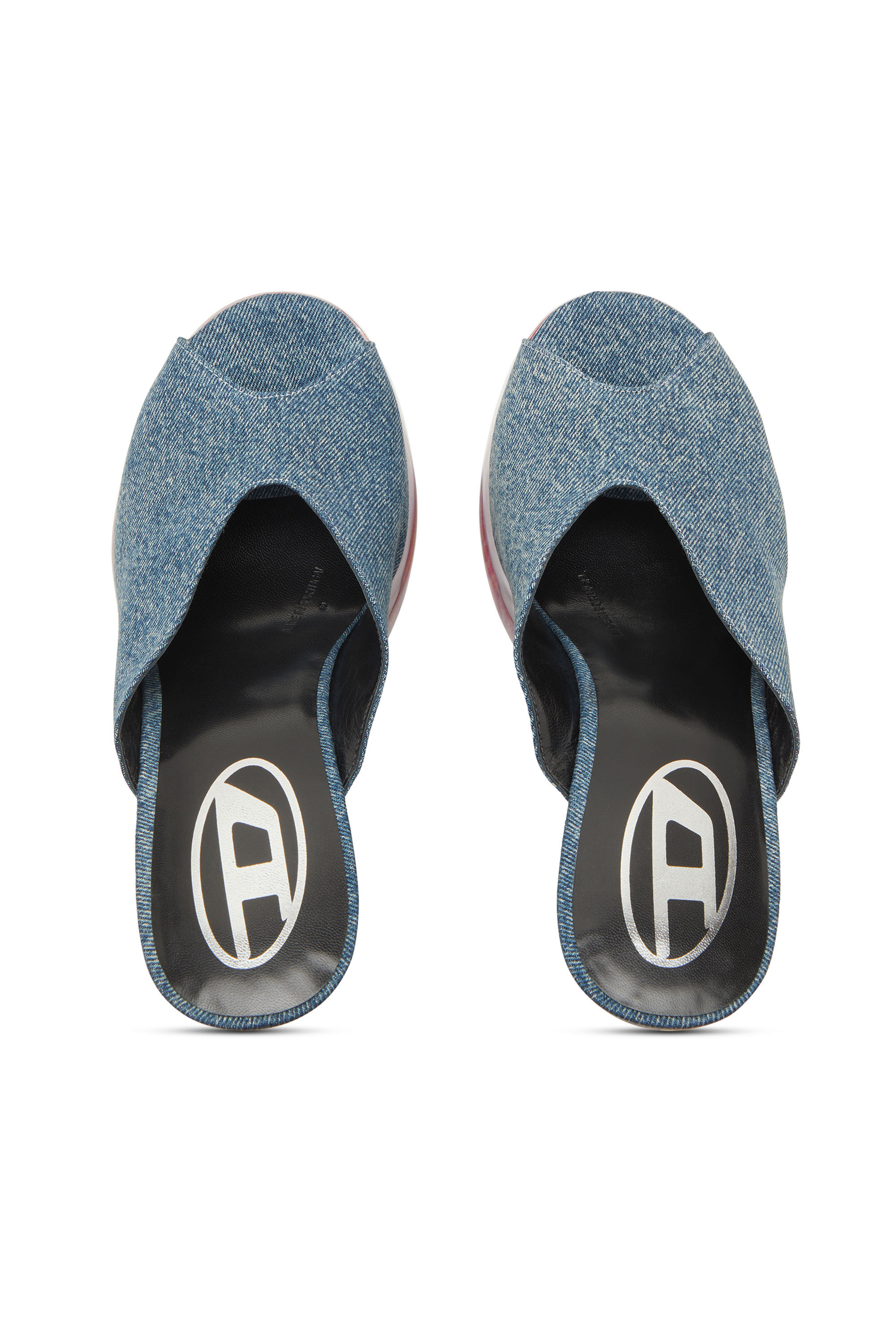 Women's D-Lake-Platform mules in denim and plexiglass | Blue