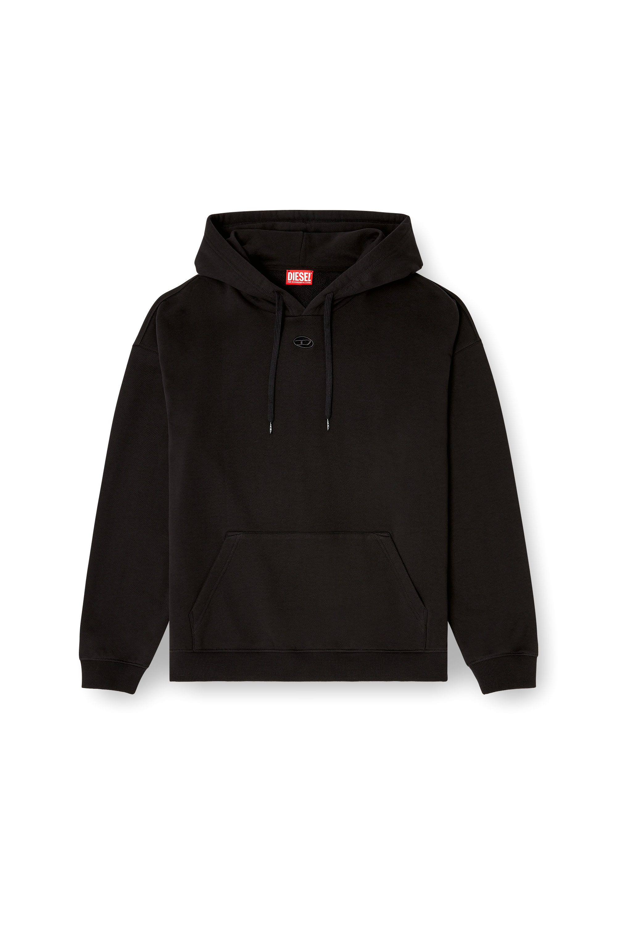 Men's Relaxed fit hoodie with kangaroo pocket | Black | Diesel