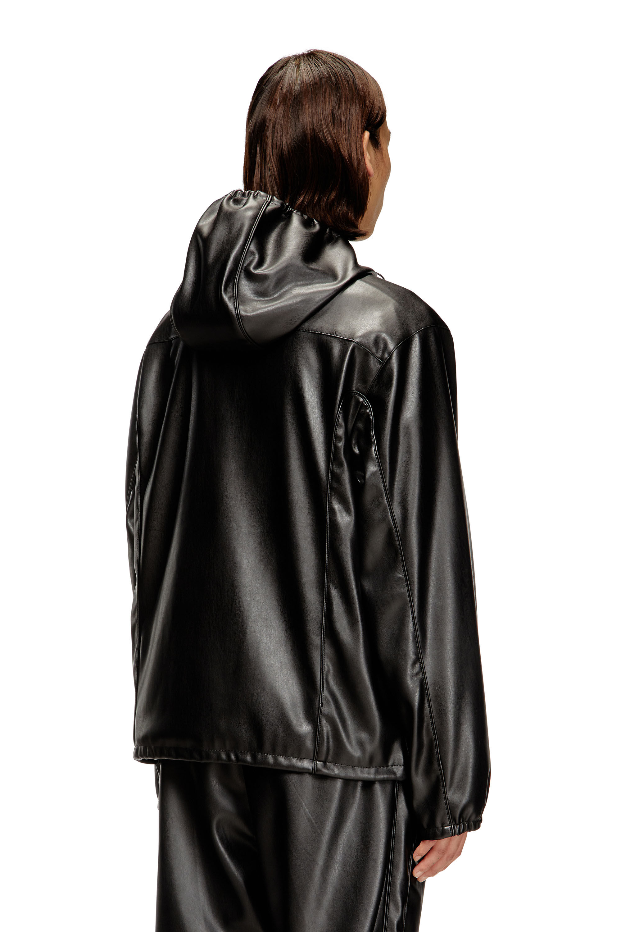 Men's Hooded windbreaker in coated fabric | Black | Diesel