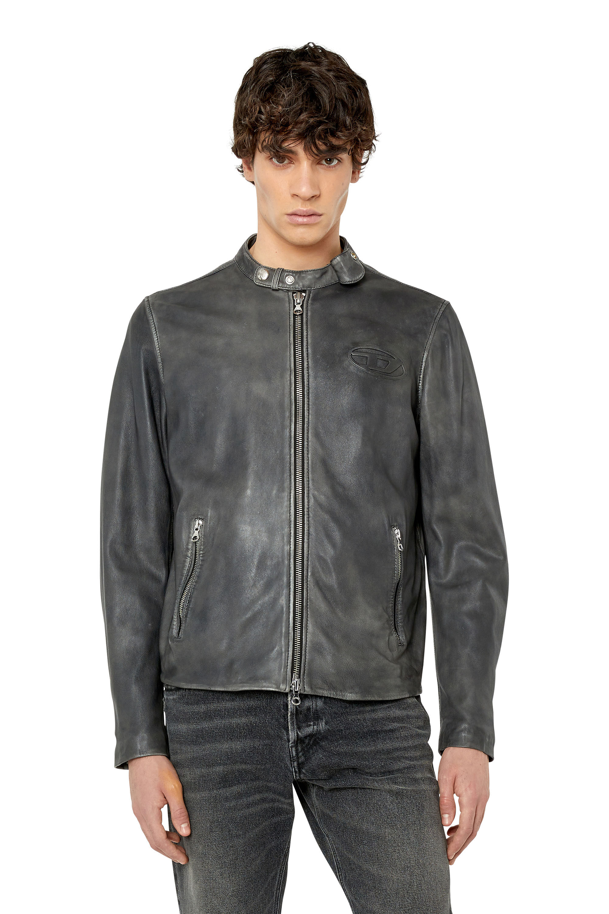 Metal discount leather jacket