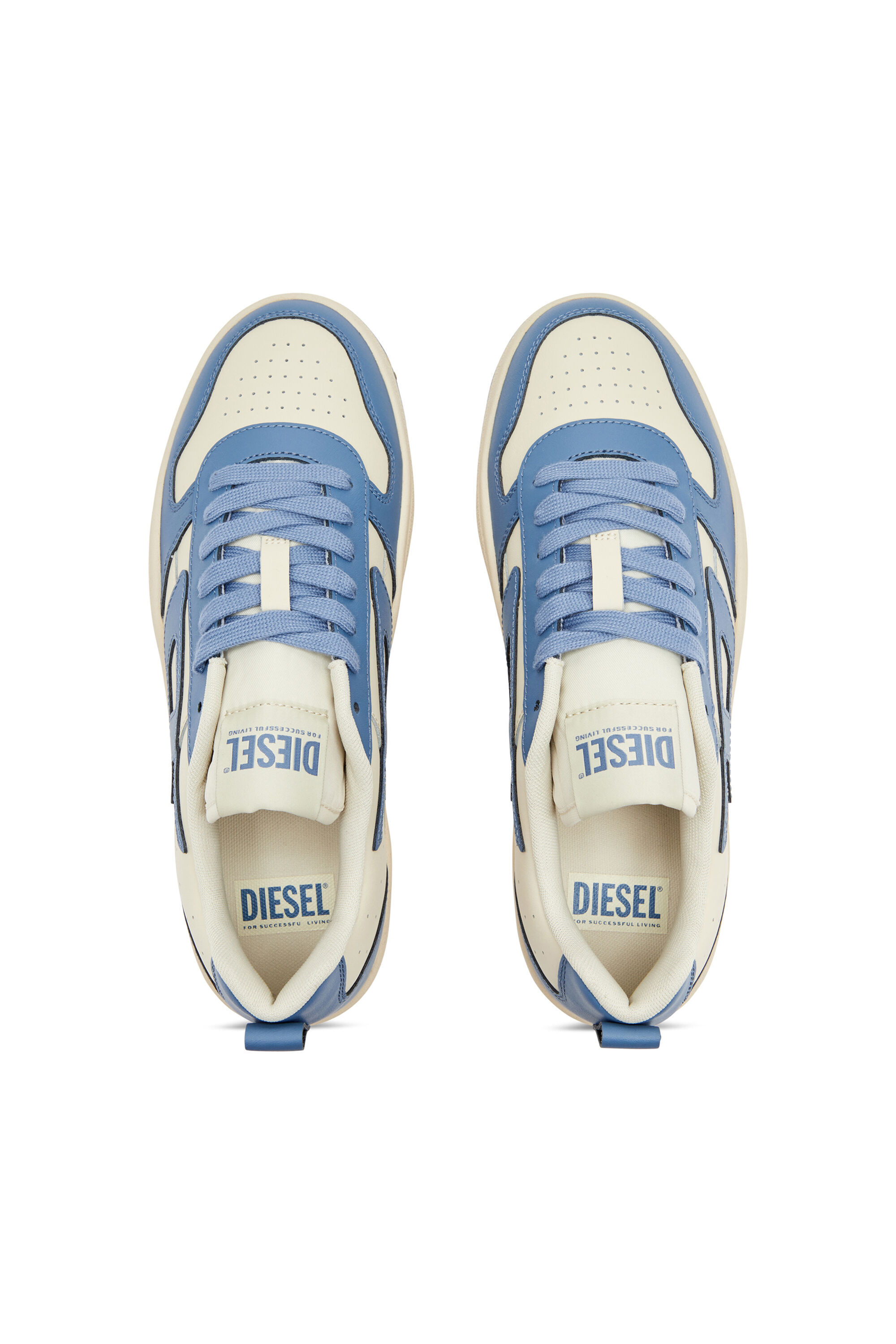 Diesel - S-UKIYO V2 LOW, Man's S-Ukiyo Low-Low-top sneakers in leather and nylon in Blue/White - 4