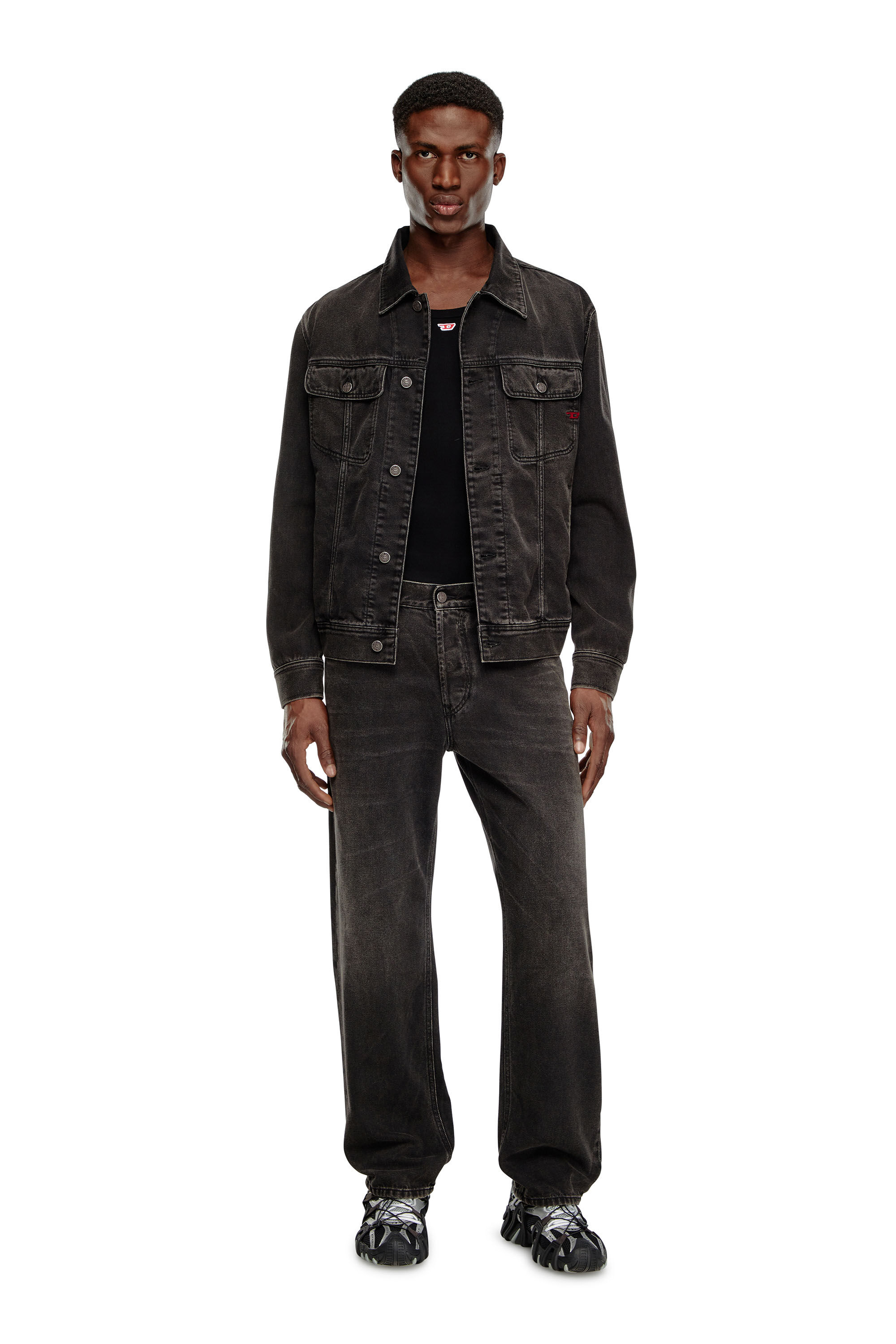 Men s Regular fit trucker jacket Black Diesel