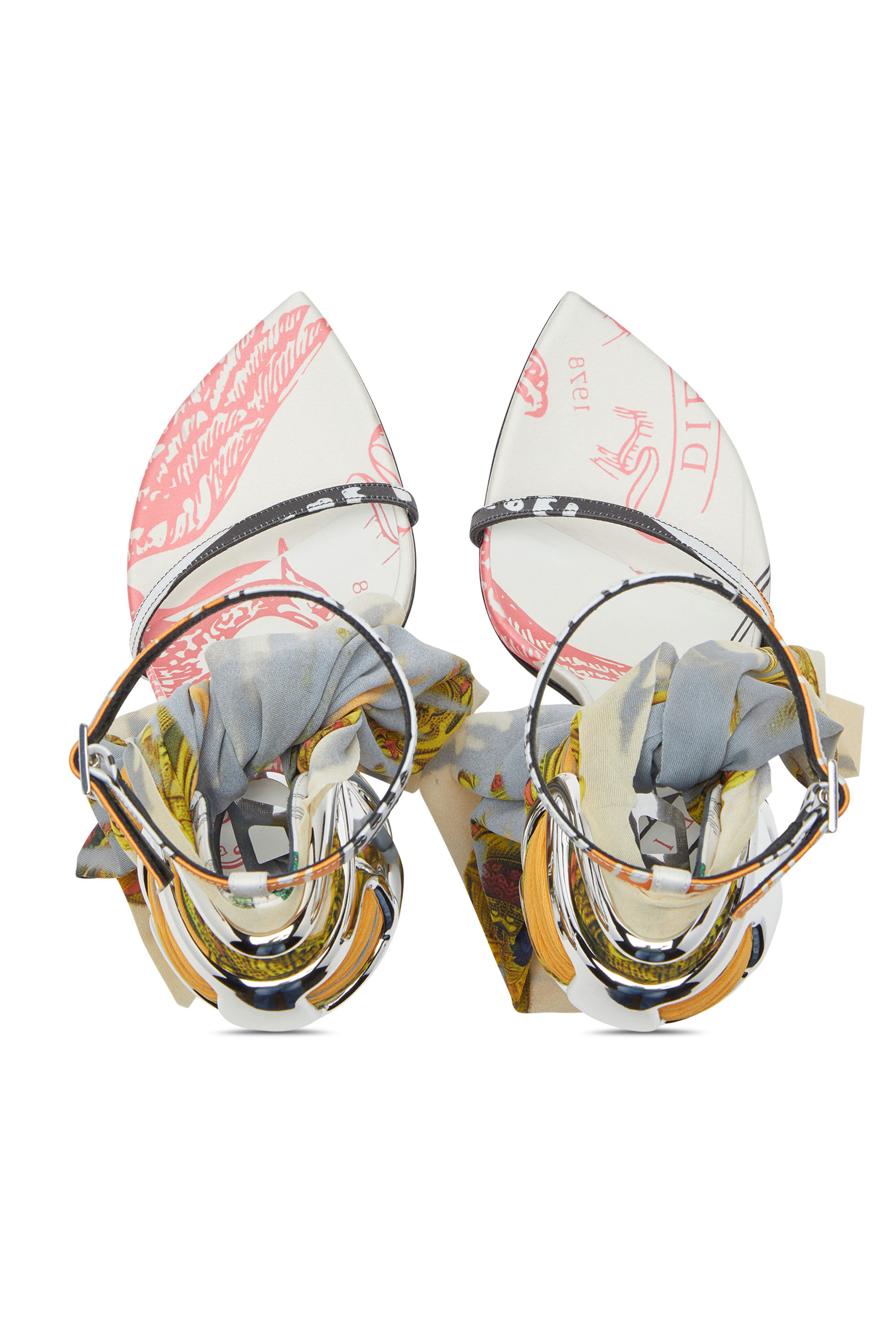 Diesel - D-TEN&HALF SDL BANDANA, Woman's D-Ten&Half-Bandana stiletto sandals in satin in Yellow/Grey - 5