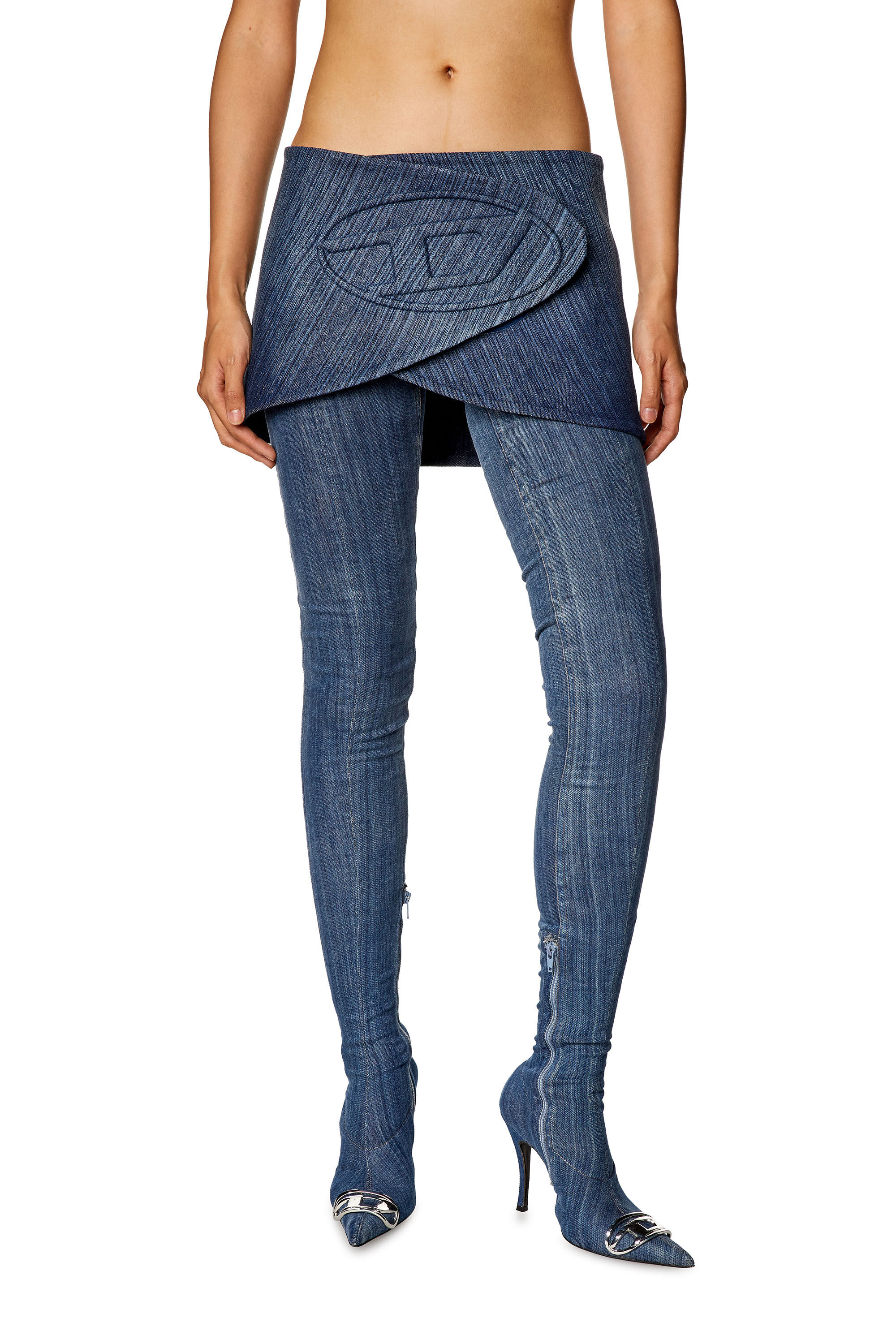 Blue denim skirt yoga pants 2025