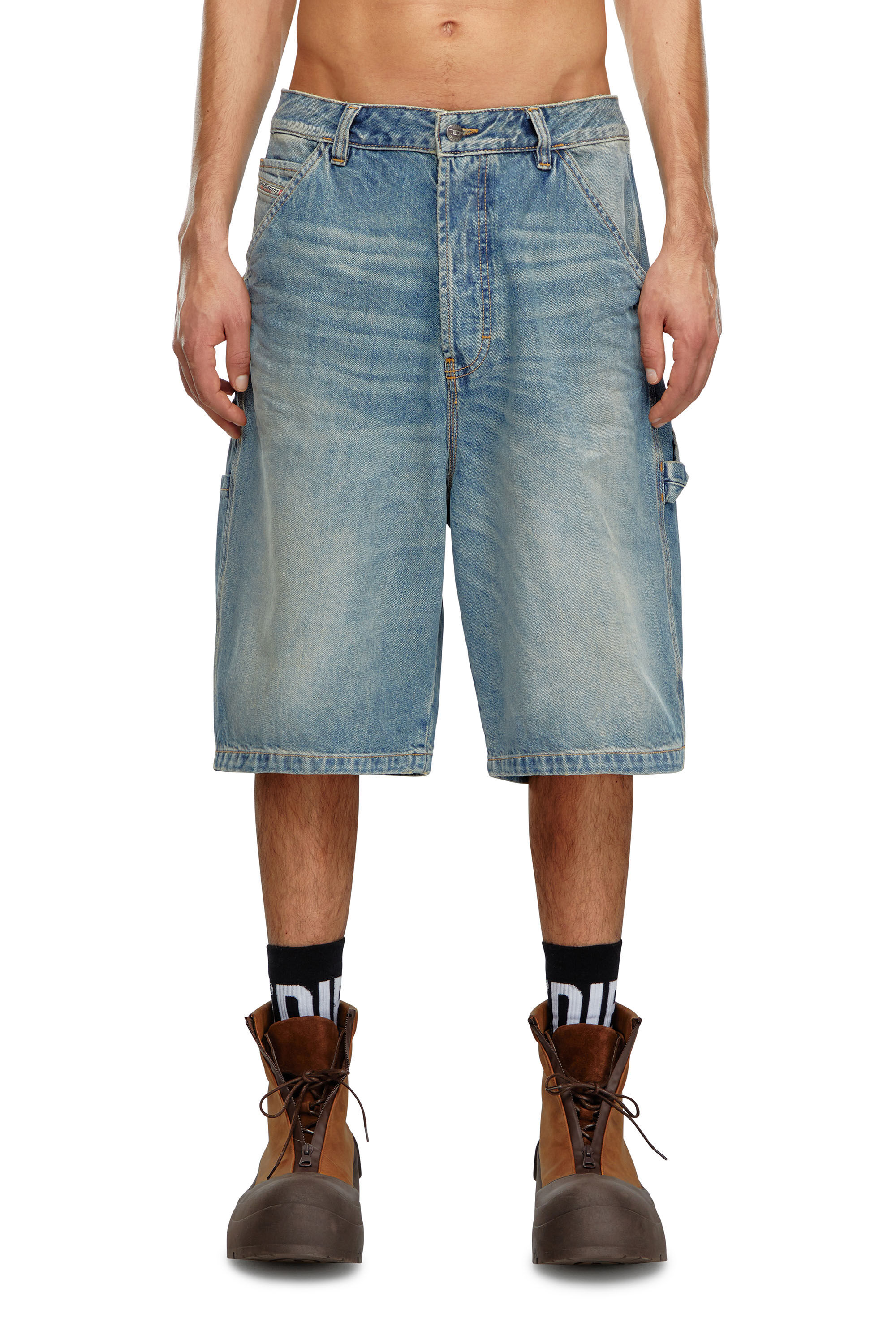 Men s Denim utility shorts Blue Diesel