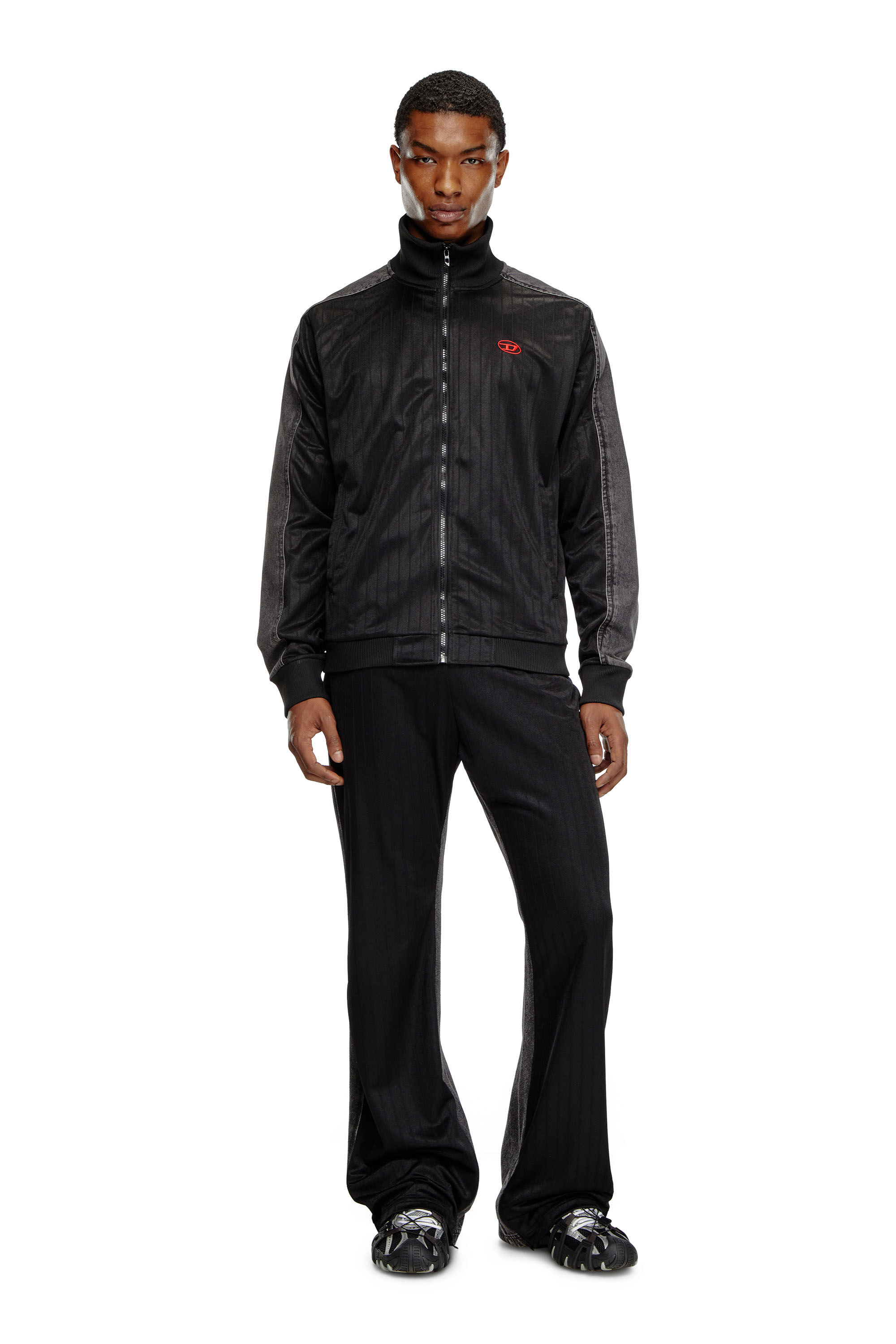 Men s Track jacket in triacetate and denim Black Diesel