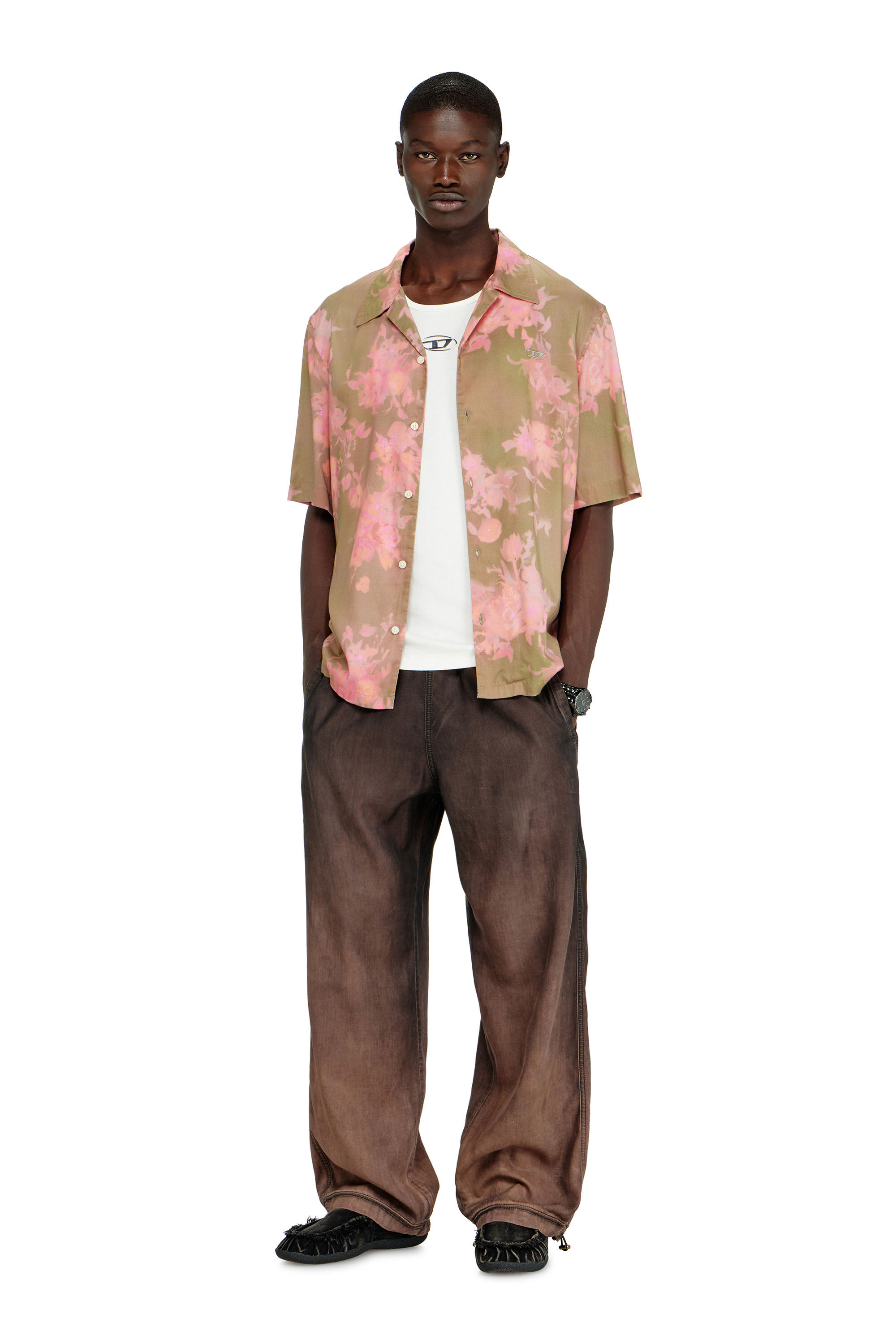 Men's Lyocell shirt with all-over floral print | Multicolor