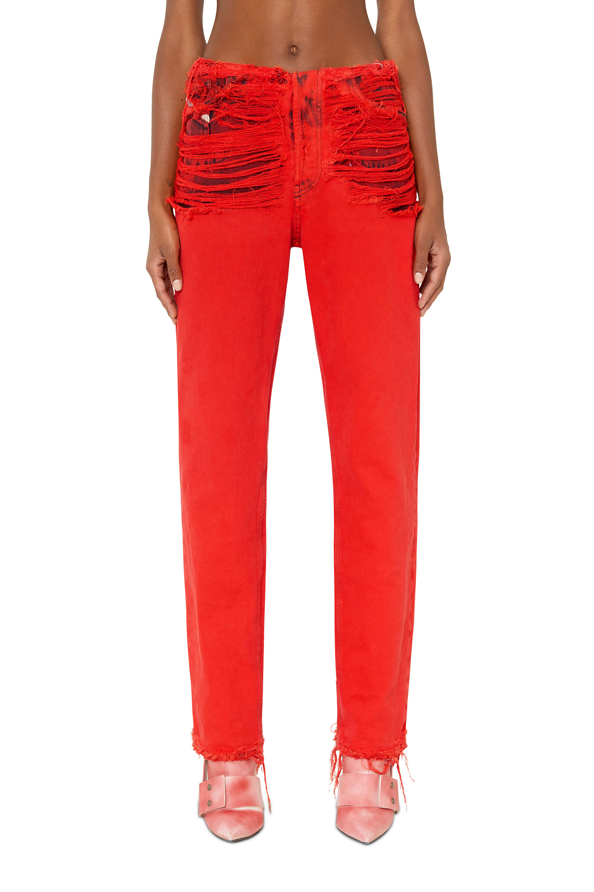 Diesel - D-Ark 007P1 Straight Jeans, Red - Image 3
