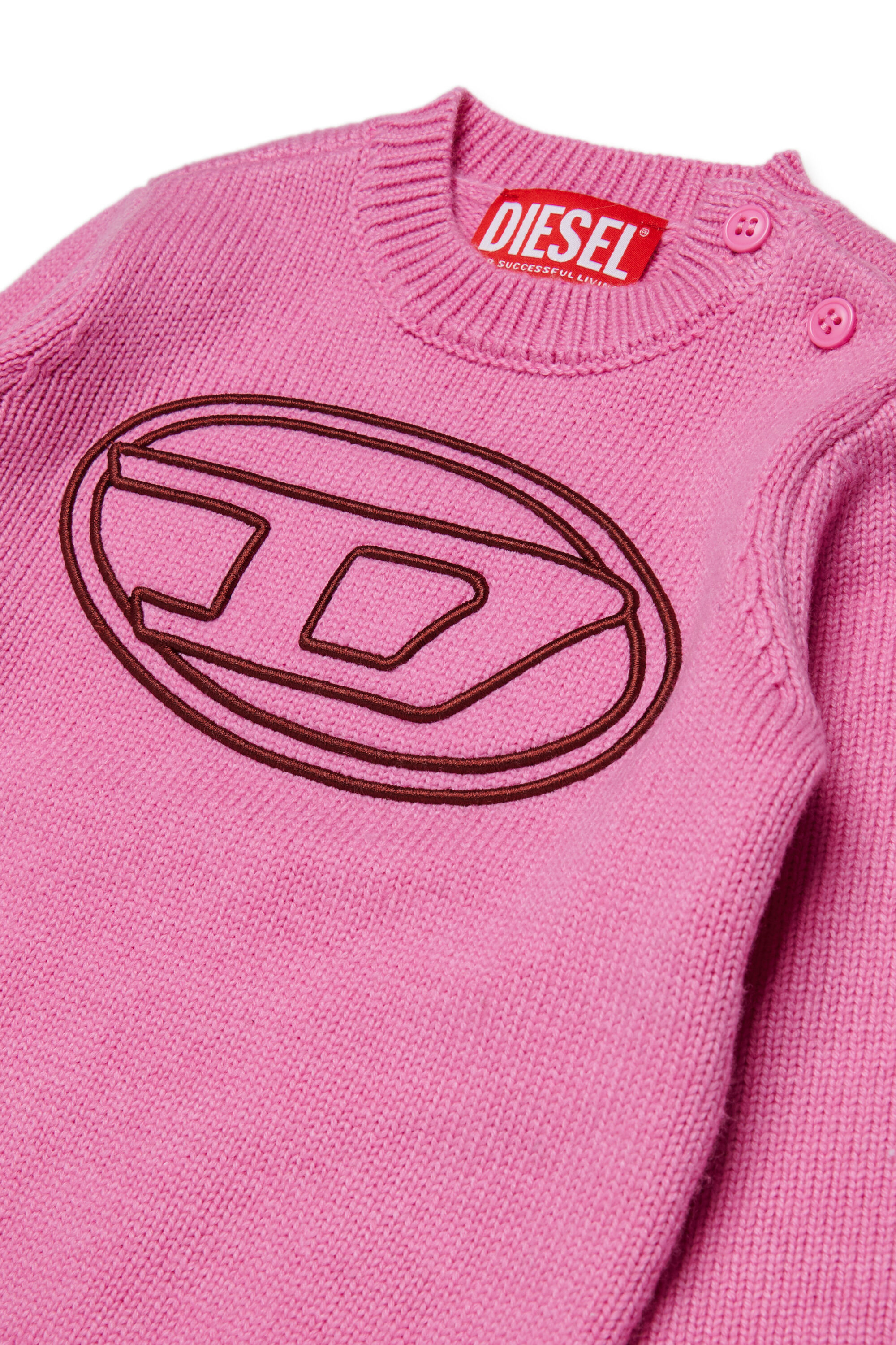 Diesel - KOMYB, Man's Cashmere-enriched jumper with big Oval D in Pink - 3