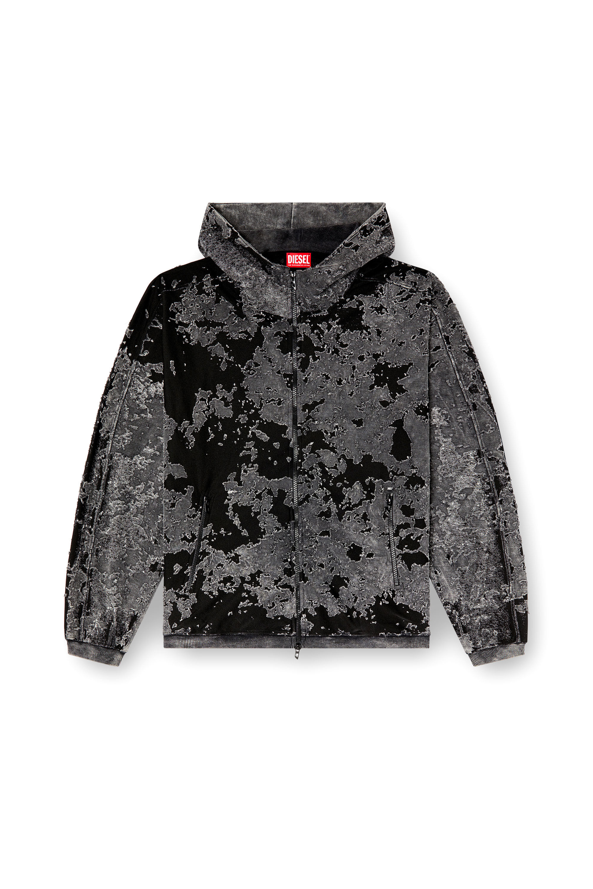 Men s Burnout hoodie with camo effect Black Diesel