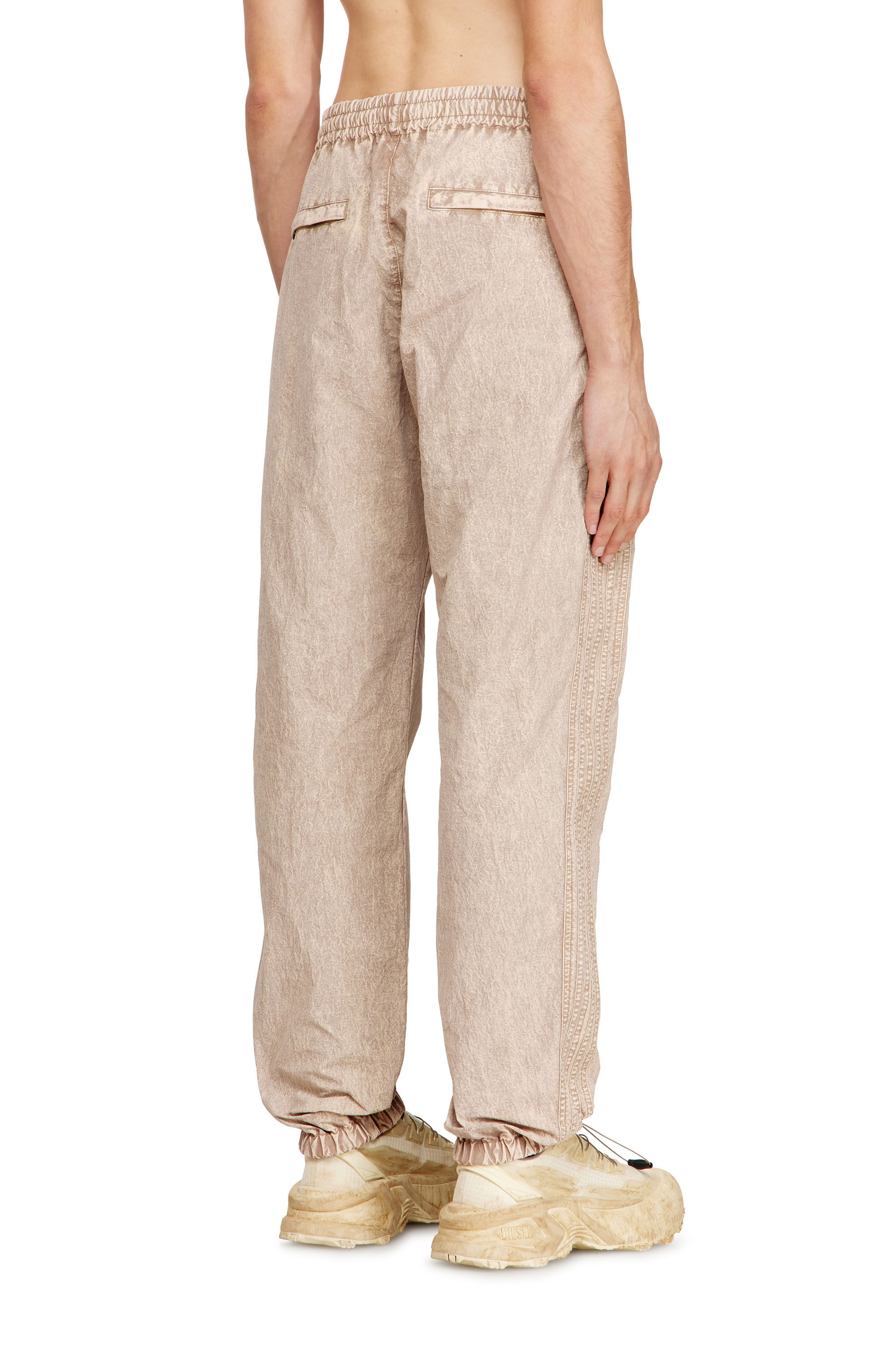 Men's Washed nylon pants with side bands | Beige | Diesel