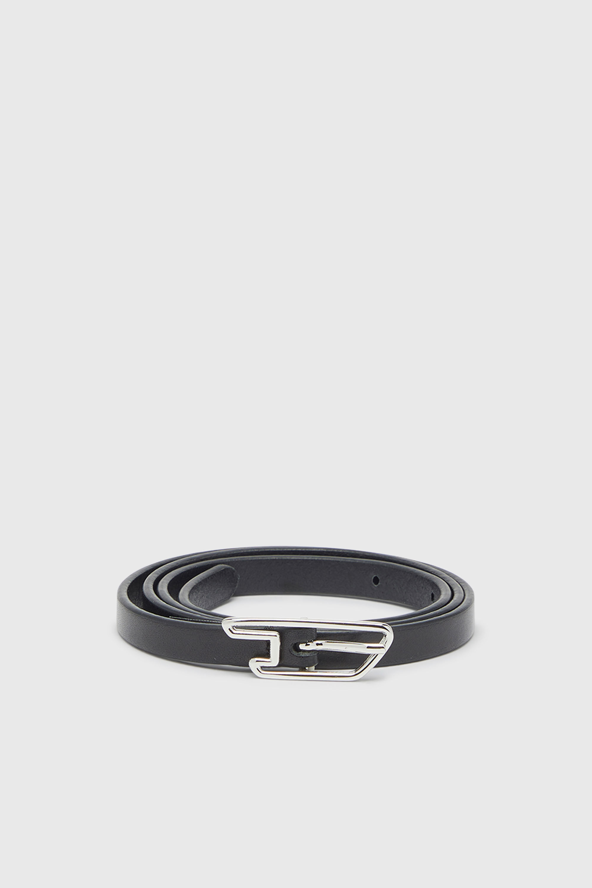 Diesel - B-D LINE W 10, Woman's 1.5cm belt in pull-up leather with D buckle in Black - 1