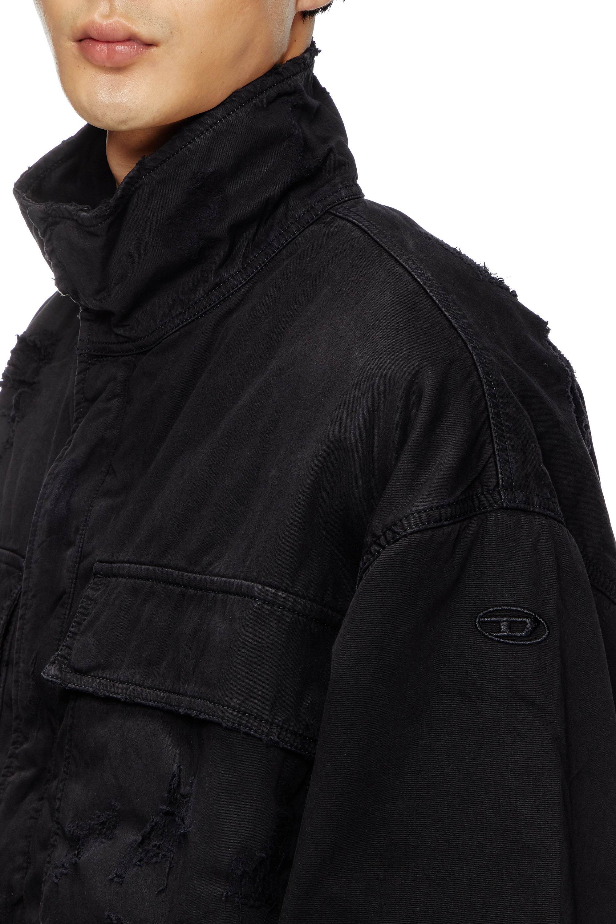 Men's Utility jacket in ripped dobby | Black | Diesel