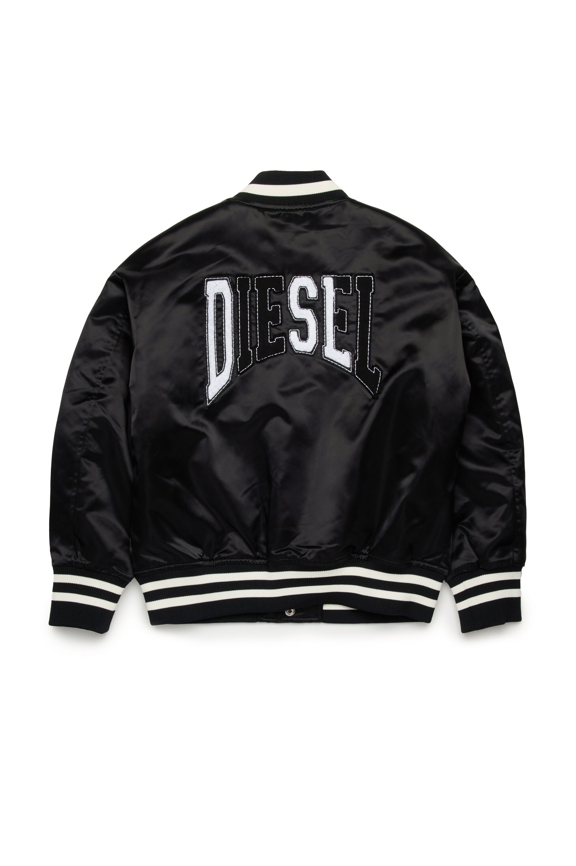 Padded varsity bomber jacket in satin | Black | 4-16 YEARS