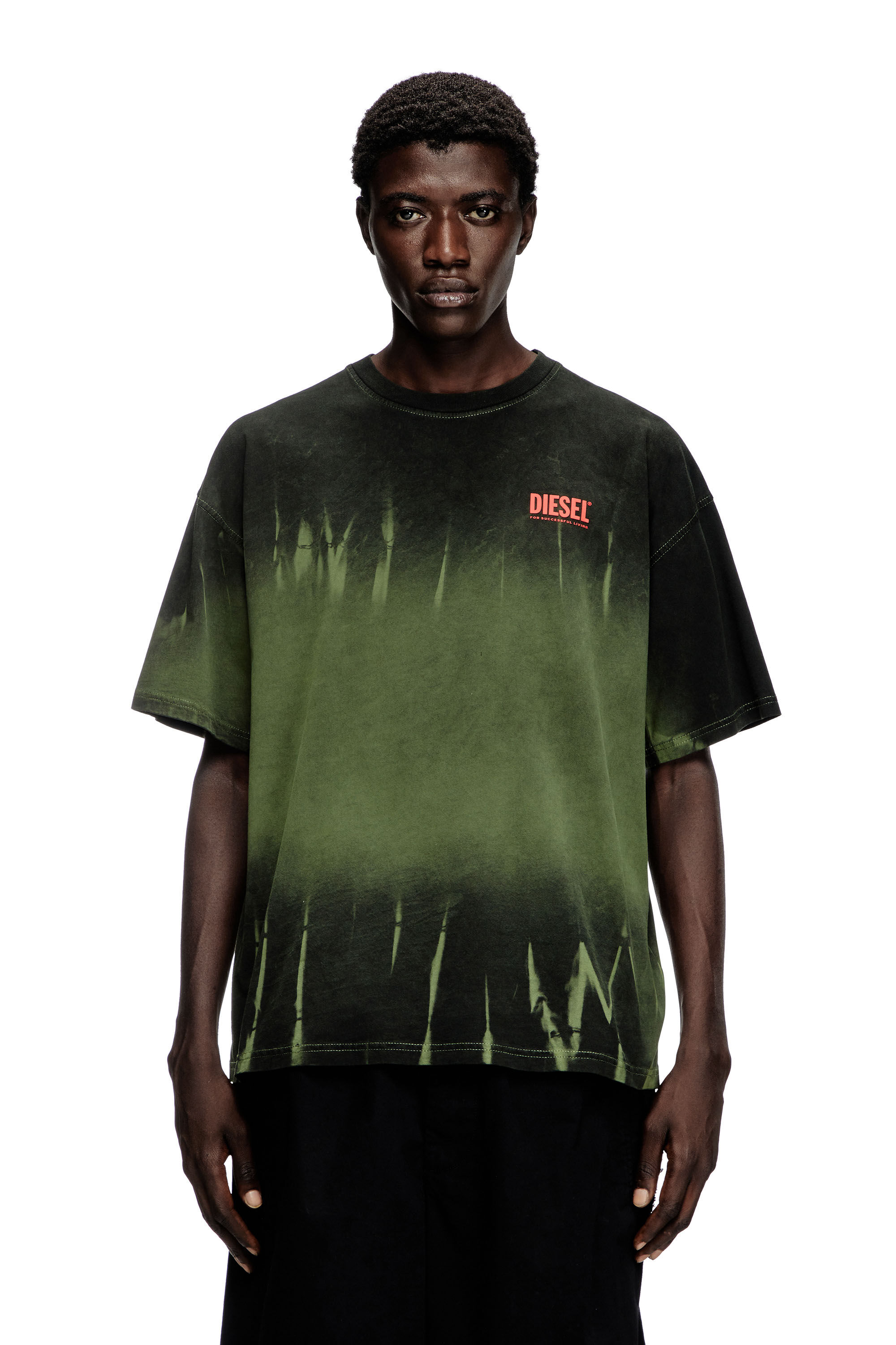 Men's Tie-dye T-shirt with logo print | Green | Diesel