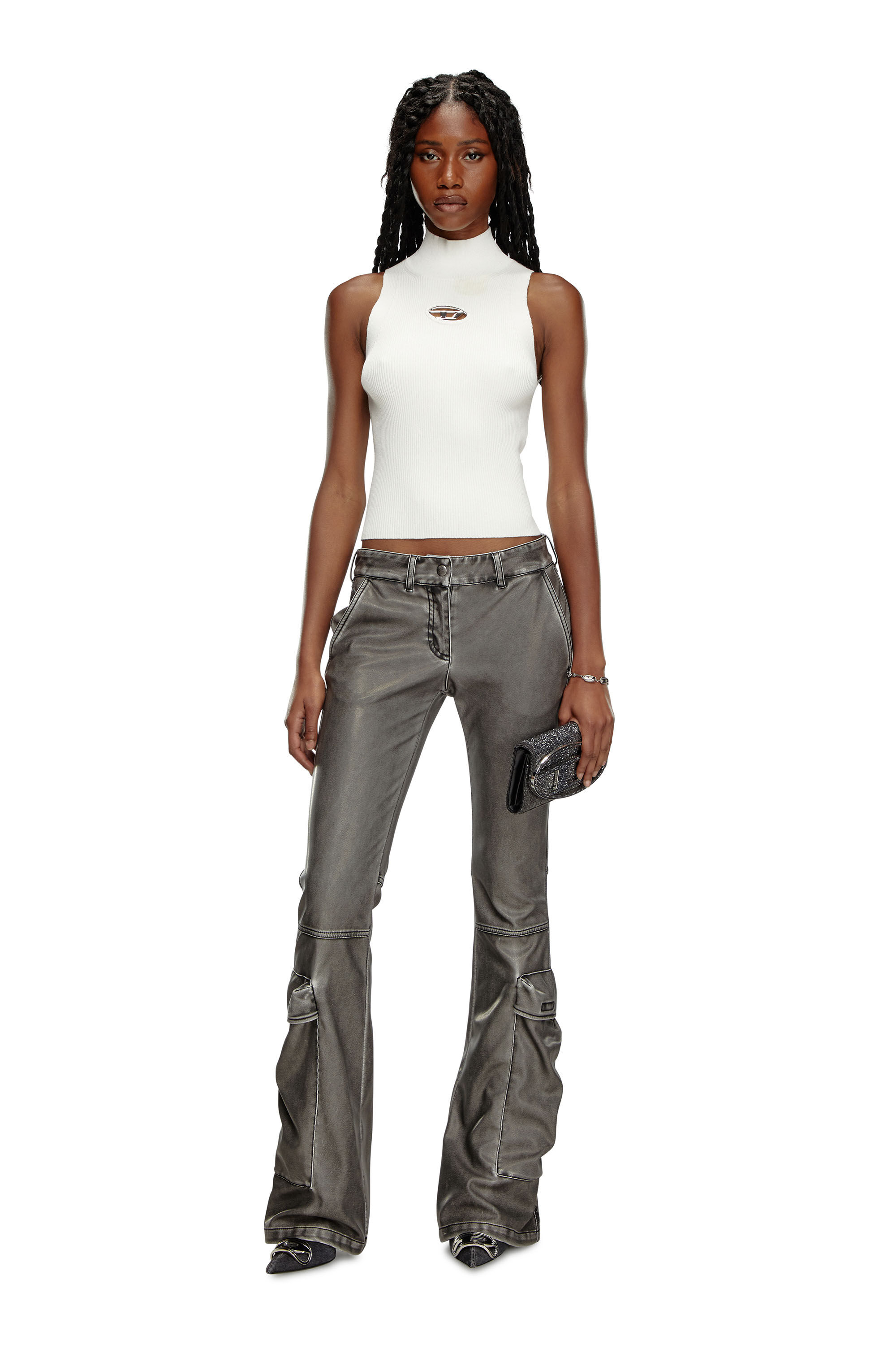 Women's Ribbed-knit turtleneck top | White | Diesel