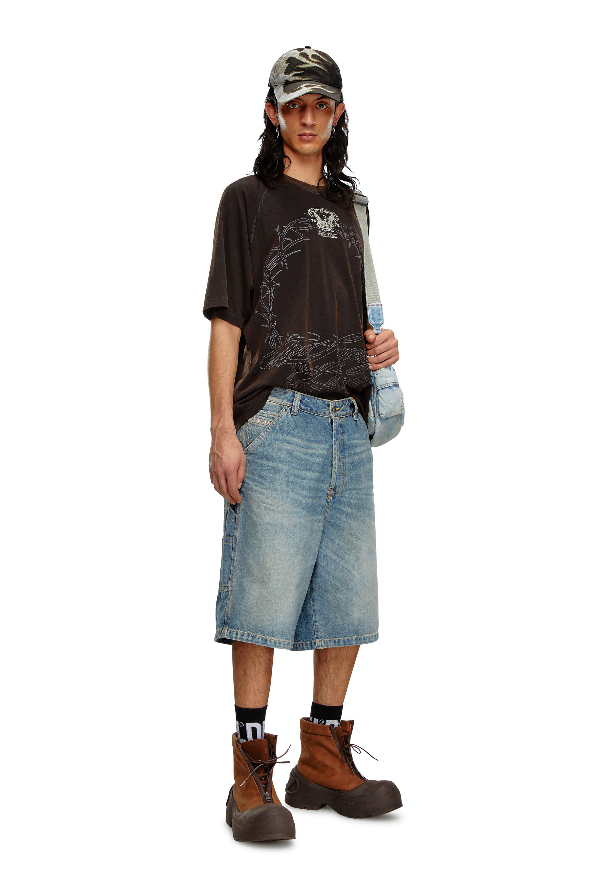 Men s Denim utility shorts Blue Diesel