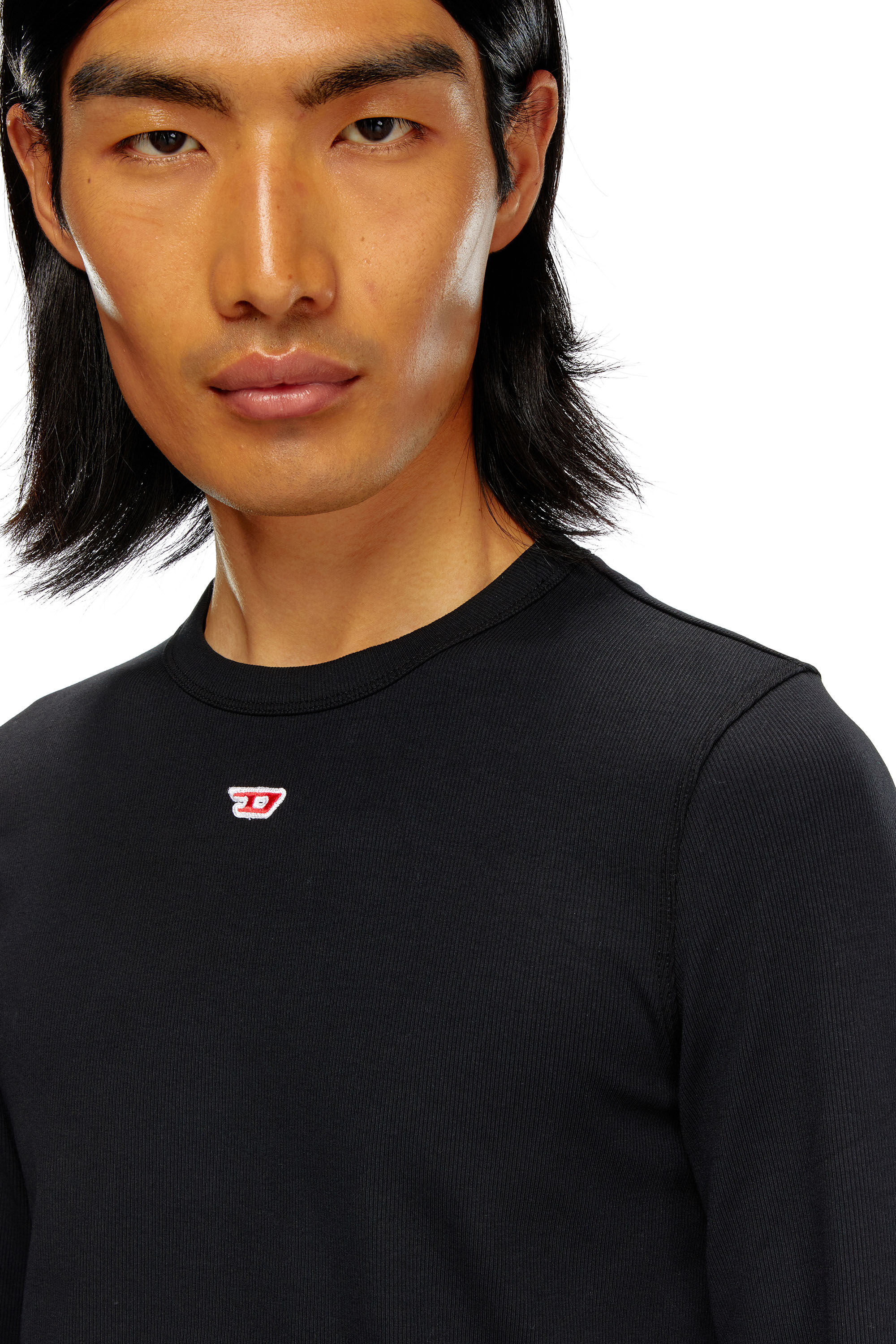 Men's Long-sleeve T-shirt with D patch | Black | Diesel