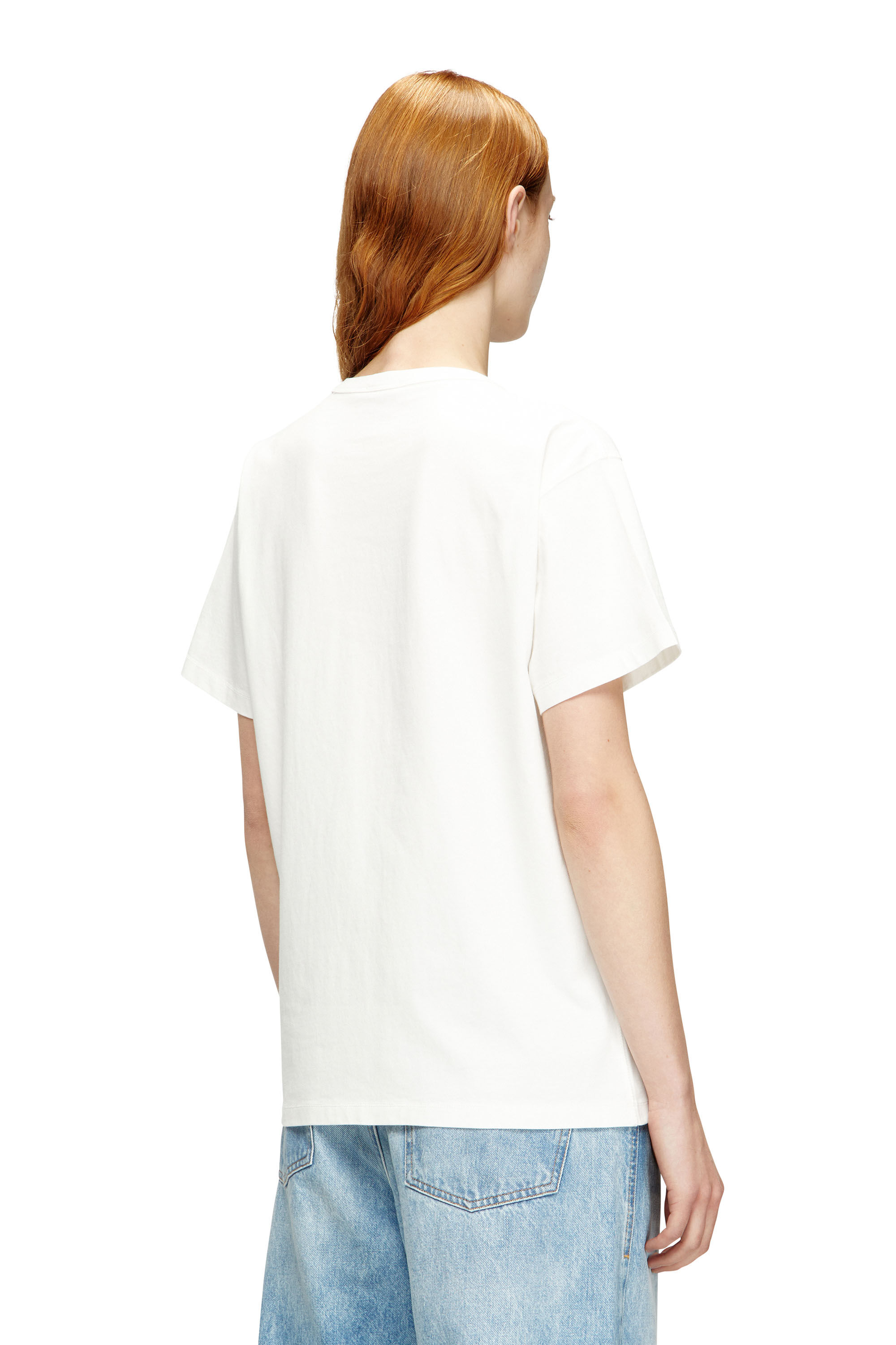 DIESEL☆ラメTシャツMサイズ Women's Cotton T-shirt with metallic Oval D | White | Diesel