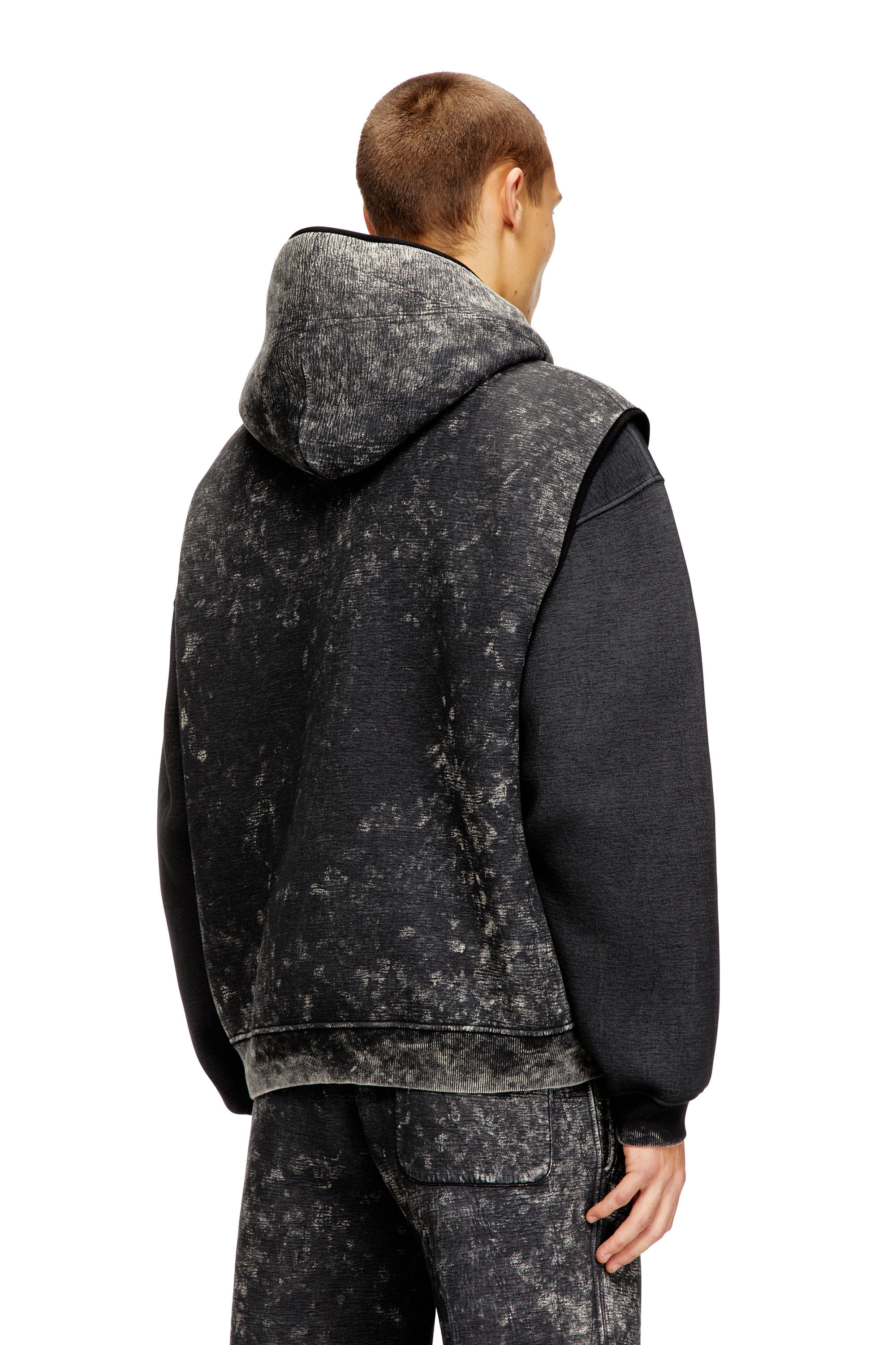 Men's Sleeveless scuba hoodie with marble wash | Multicolor | Diesel