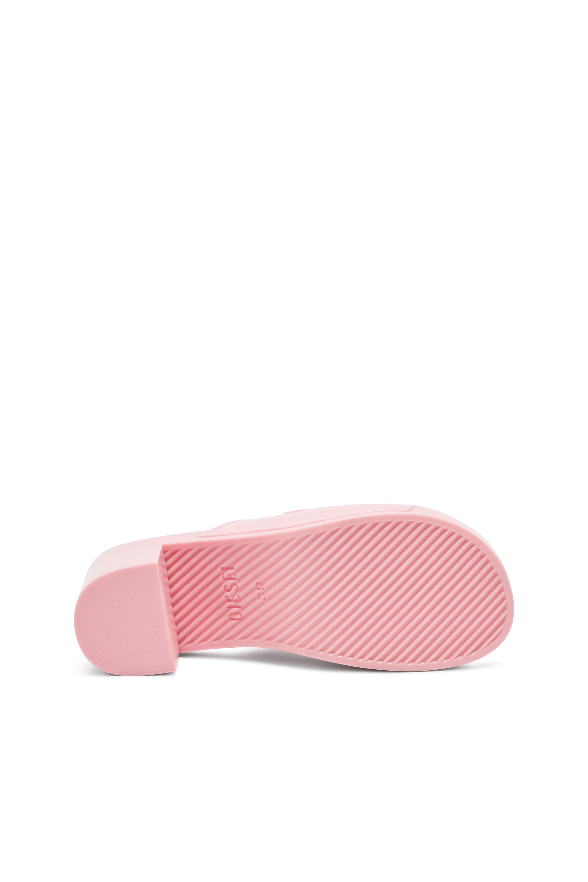 Diesel - SA-BONNIE, Woman's Sa-Bonnie-Heeled rubber slides with cut-out logo in Pink - 5