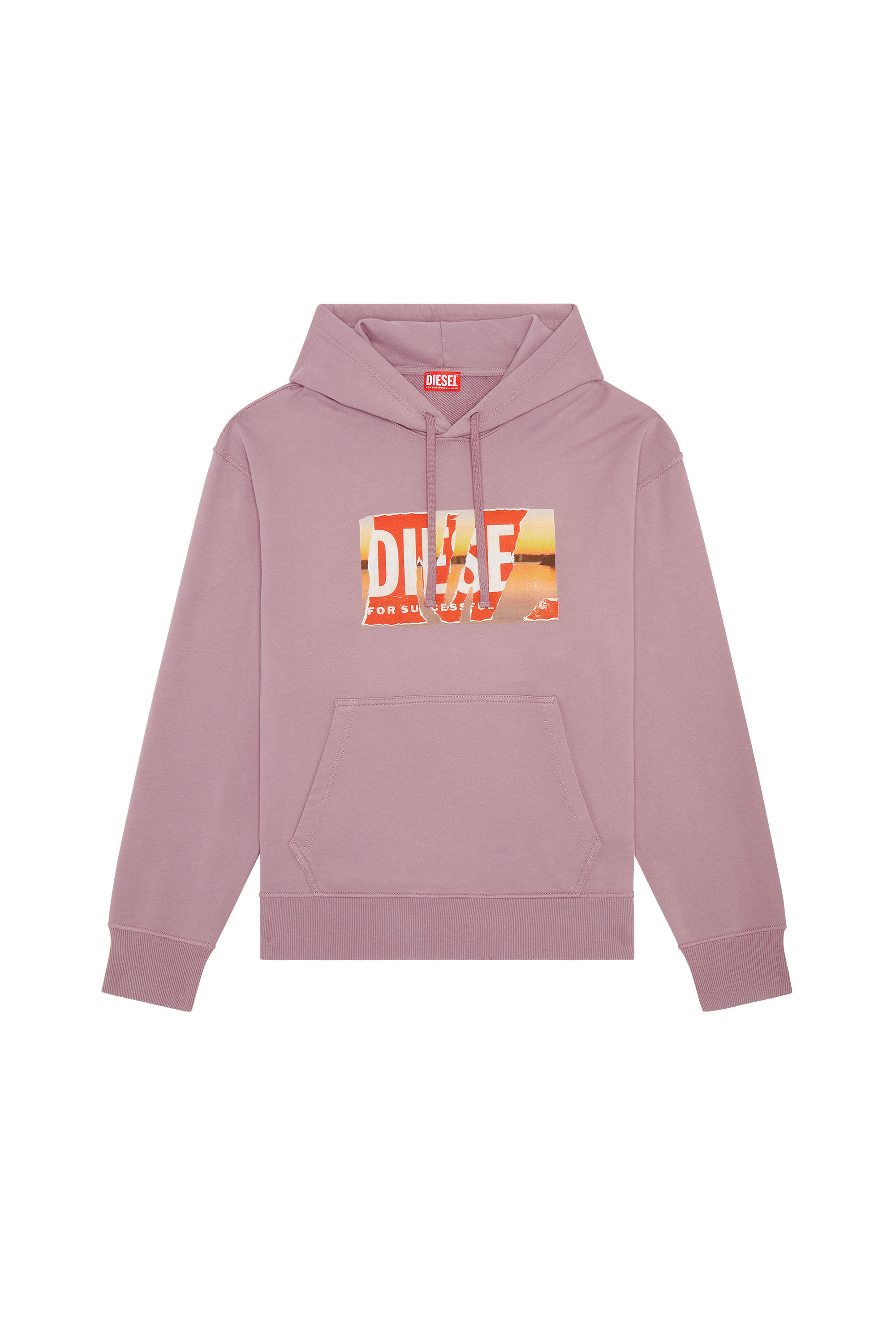 Men s Oversized hoodie with peel off logo Violet Diesel