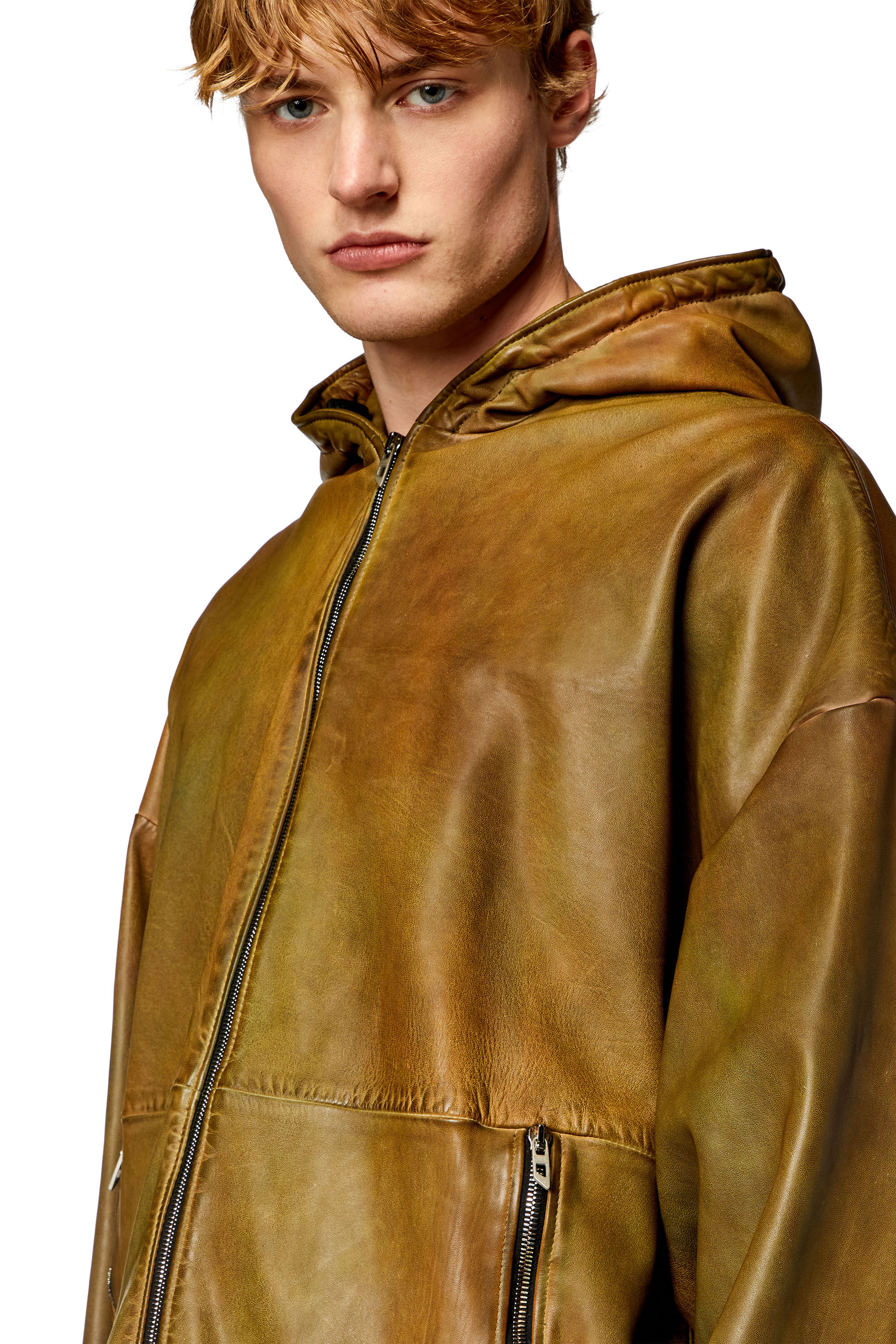 Faux leather hoodie discount