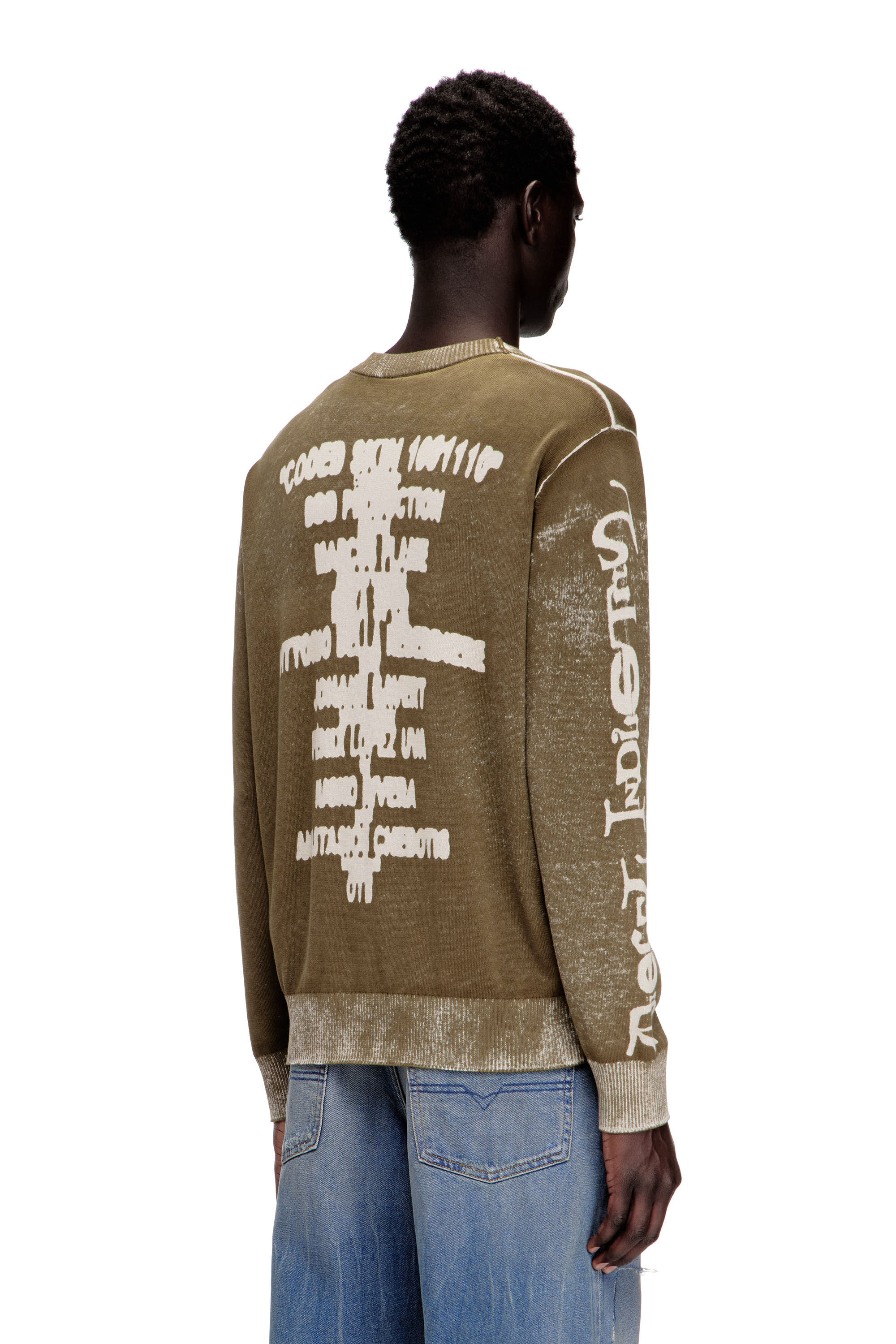 Men's Faded reverse-print jumper with lettering | Green | Diesel